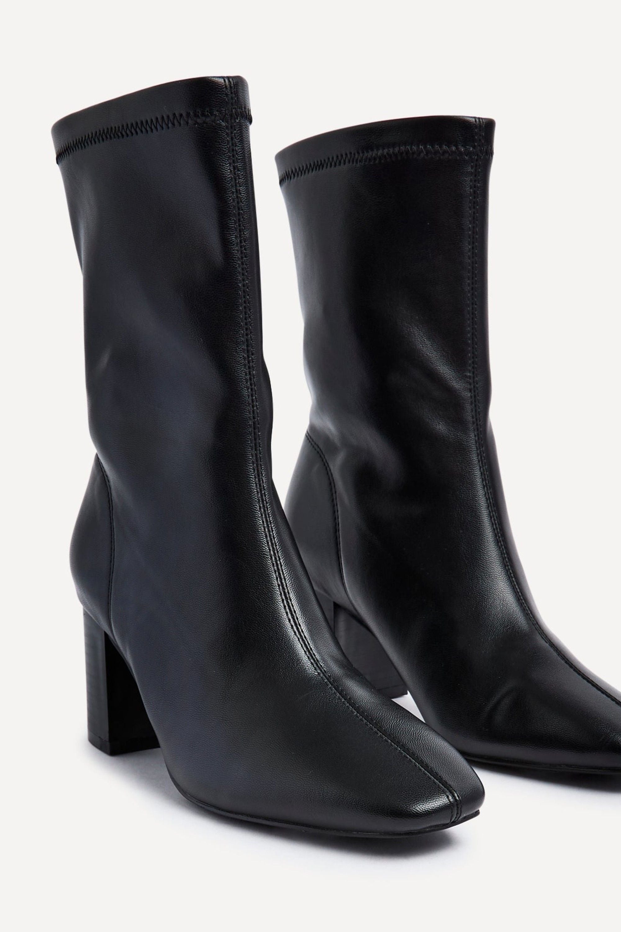 Linzi Bronx Black Faux Soft Leather Block Heel image 4