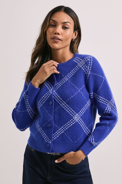 Dorothy Perkins Blue Argyle Cardigan Blue