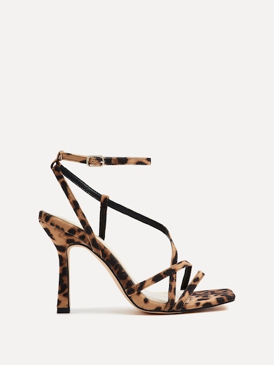 Linzi Savannah Leopard Print Faux Suede Strappy Stiletto High Heel