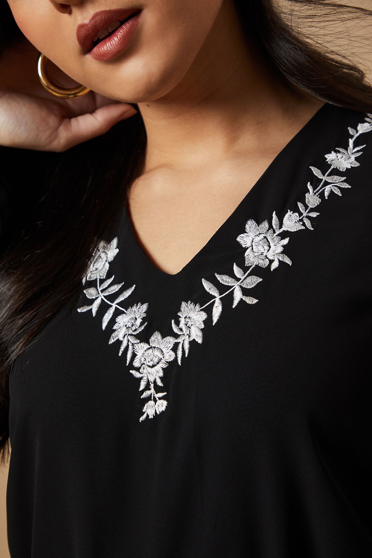 Oasis Embroidered Ruffle Tier Mini Dress Black image 5