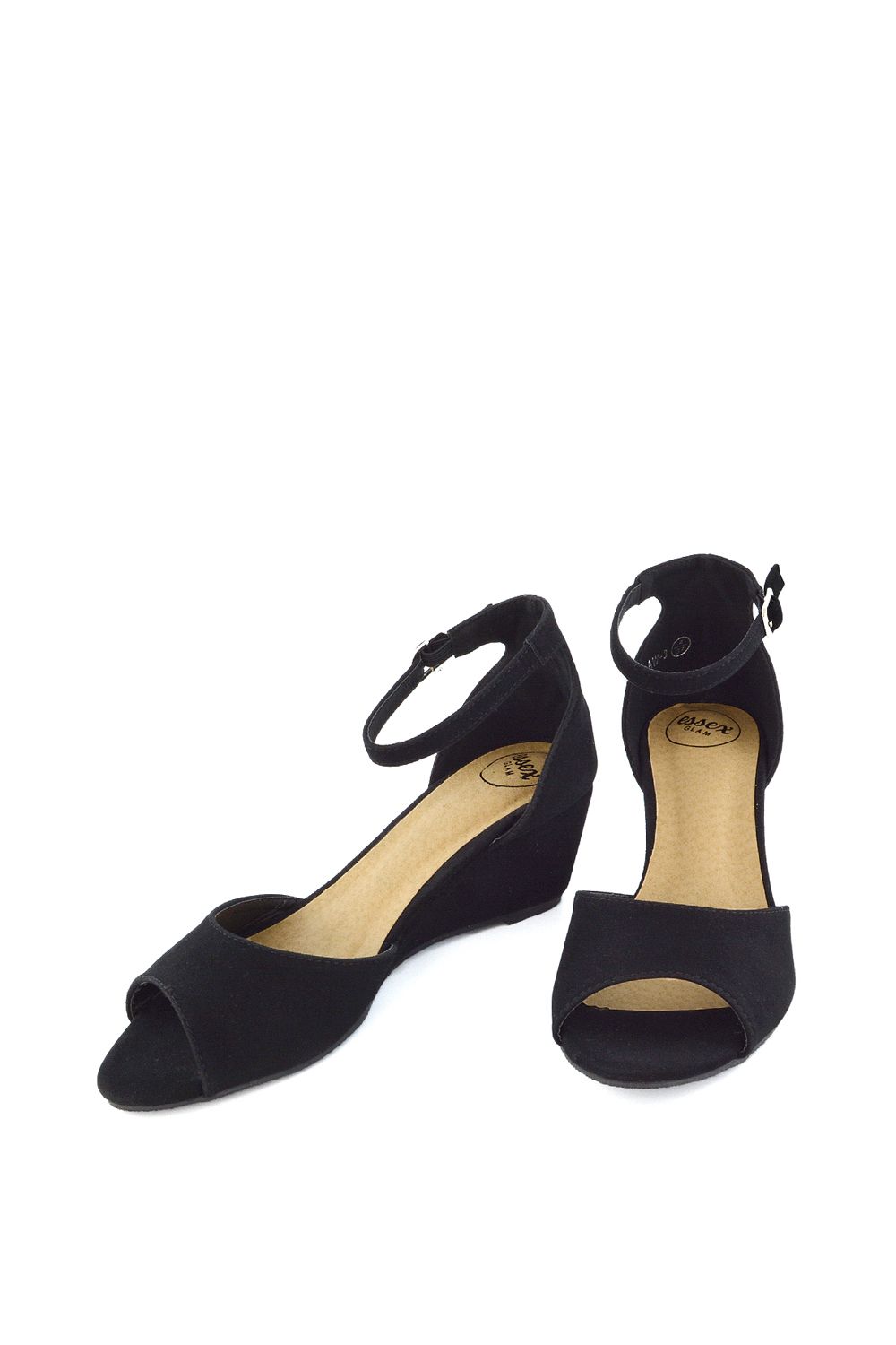 XY London 'Lottie' Peeptoe Mid Wedge Heel Sandals image 1