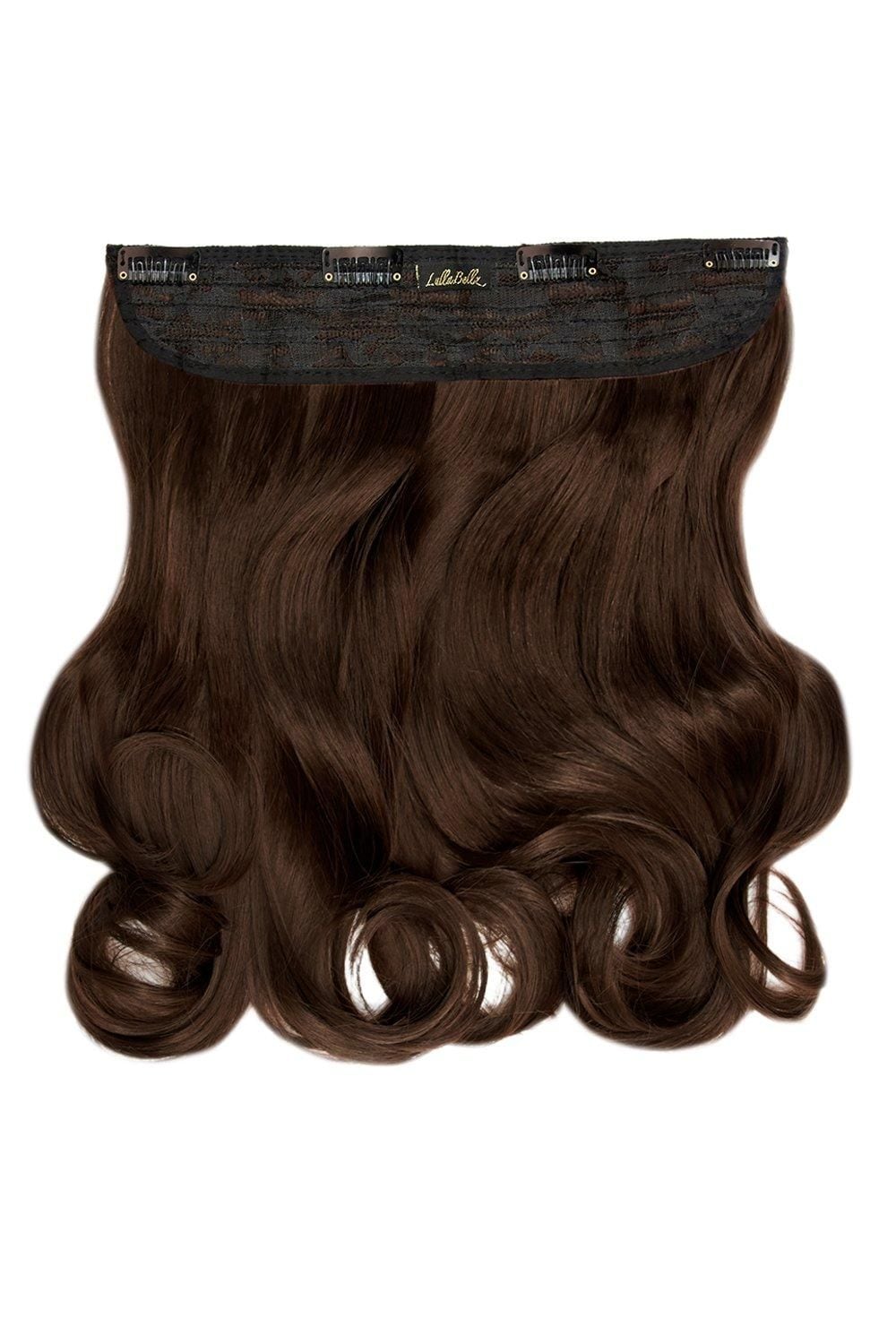 Lullabellz Thick 16 1 Piece Curly Clip In Hair Extensions Choc Brown image 1
