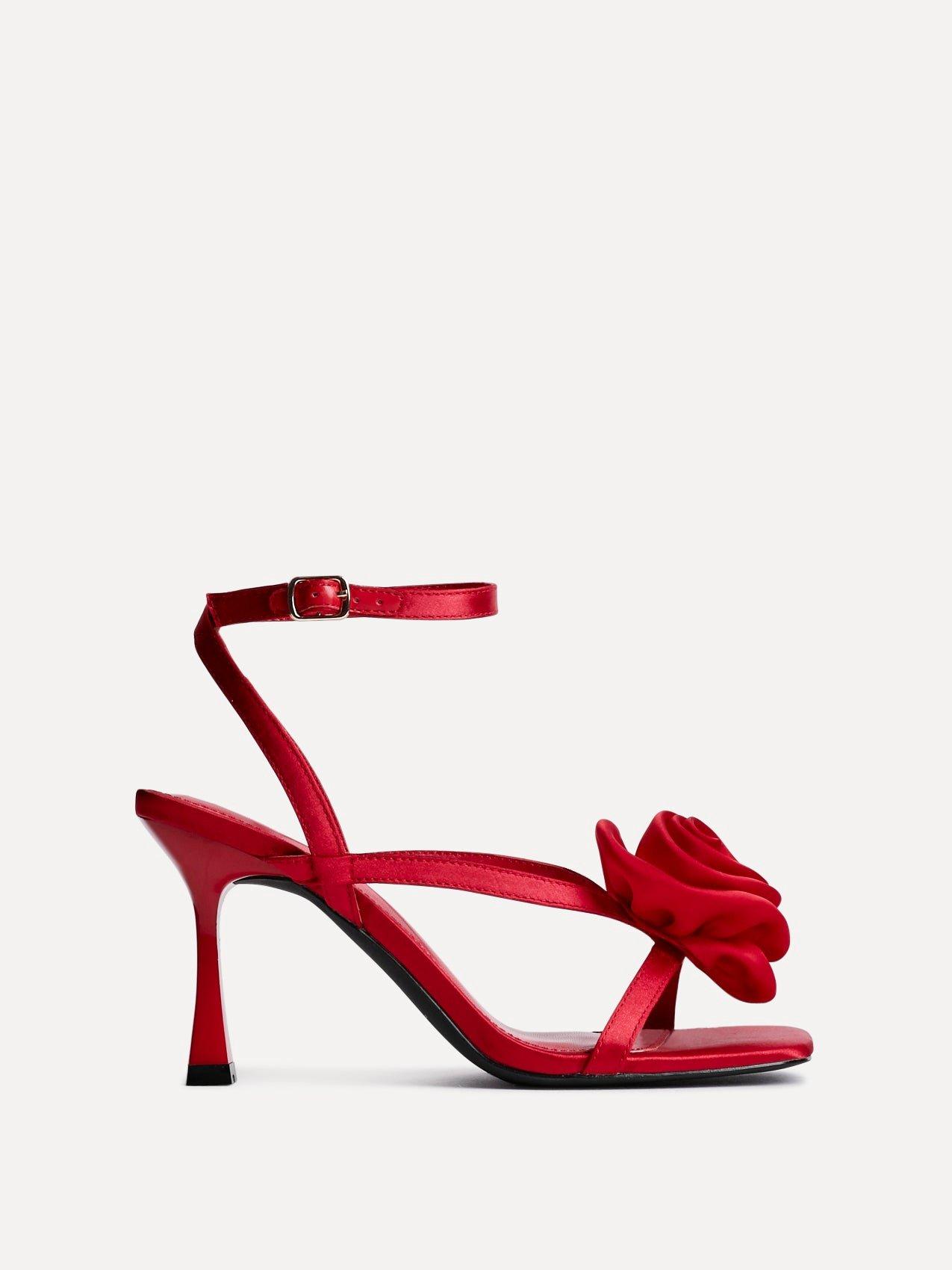 Linzi Valentine Red Satin Stiletto Heeled Sandals image 1