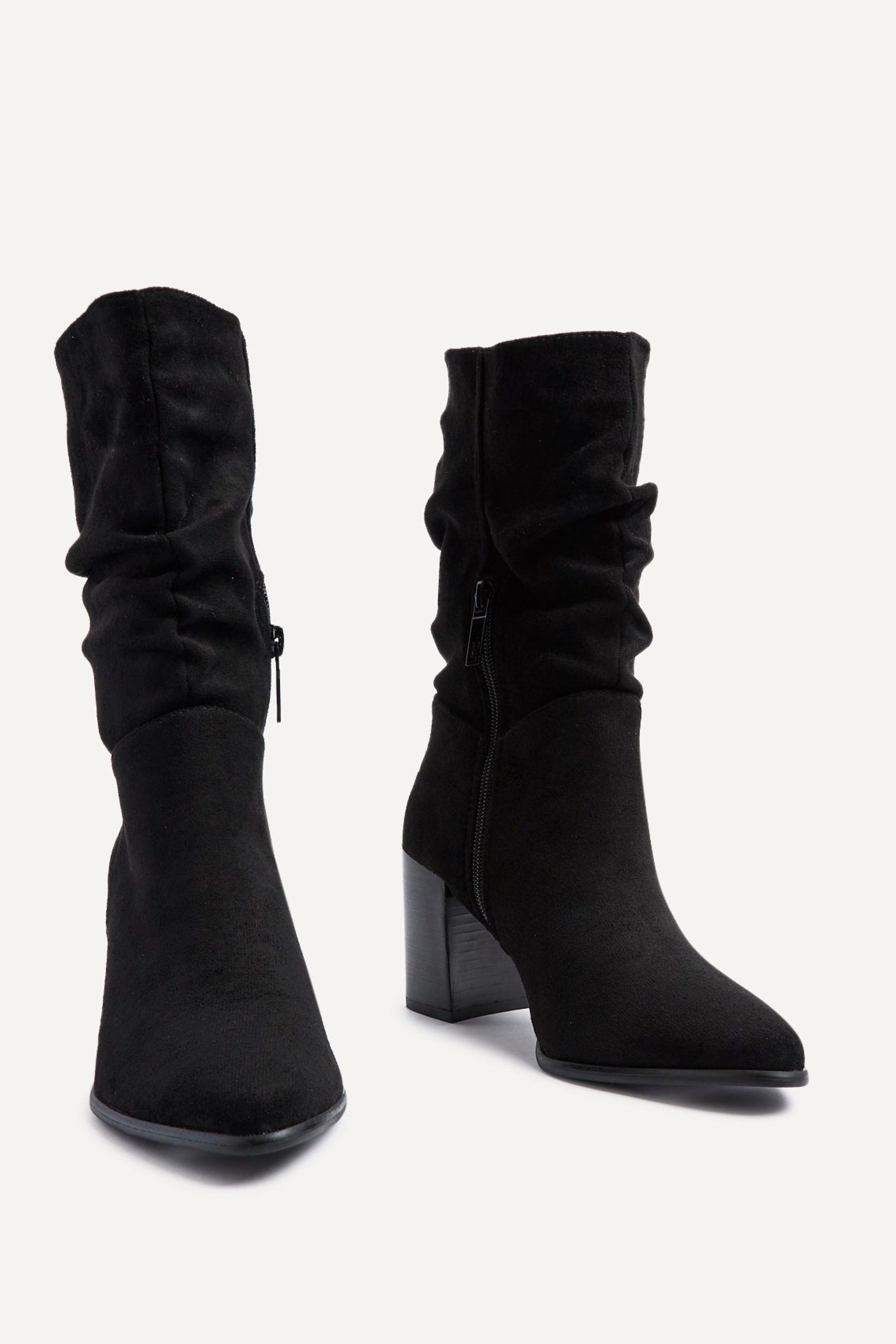 Linzi Wisteria Black Suede Western Style Ruched Boot image 3