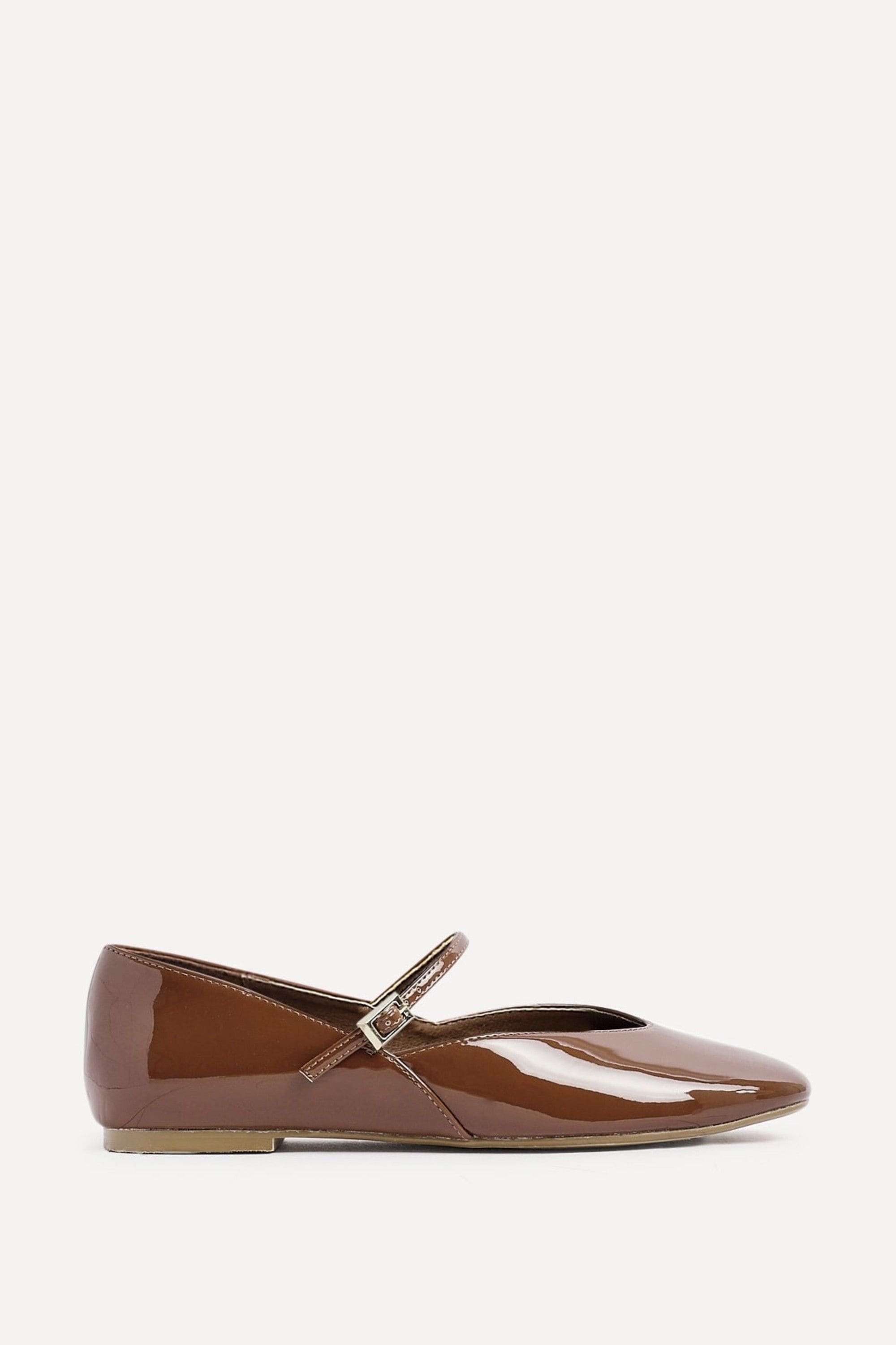 Linzi Hush Caramel Faux Leather Mary Jane Style Flats image 1