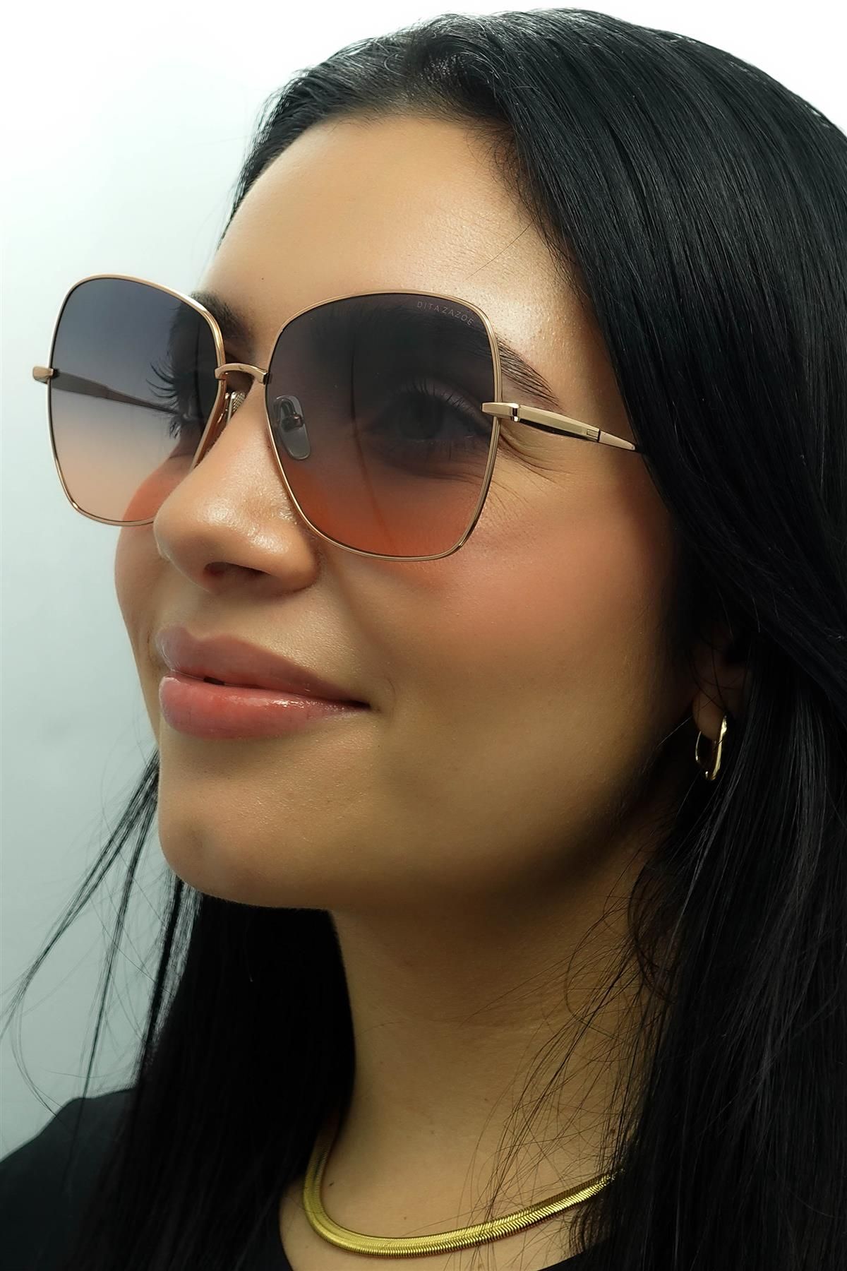 Dita Cat Eye Rose Gold Dark Grey to Peach Gradient Zazoe image 5