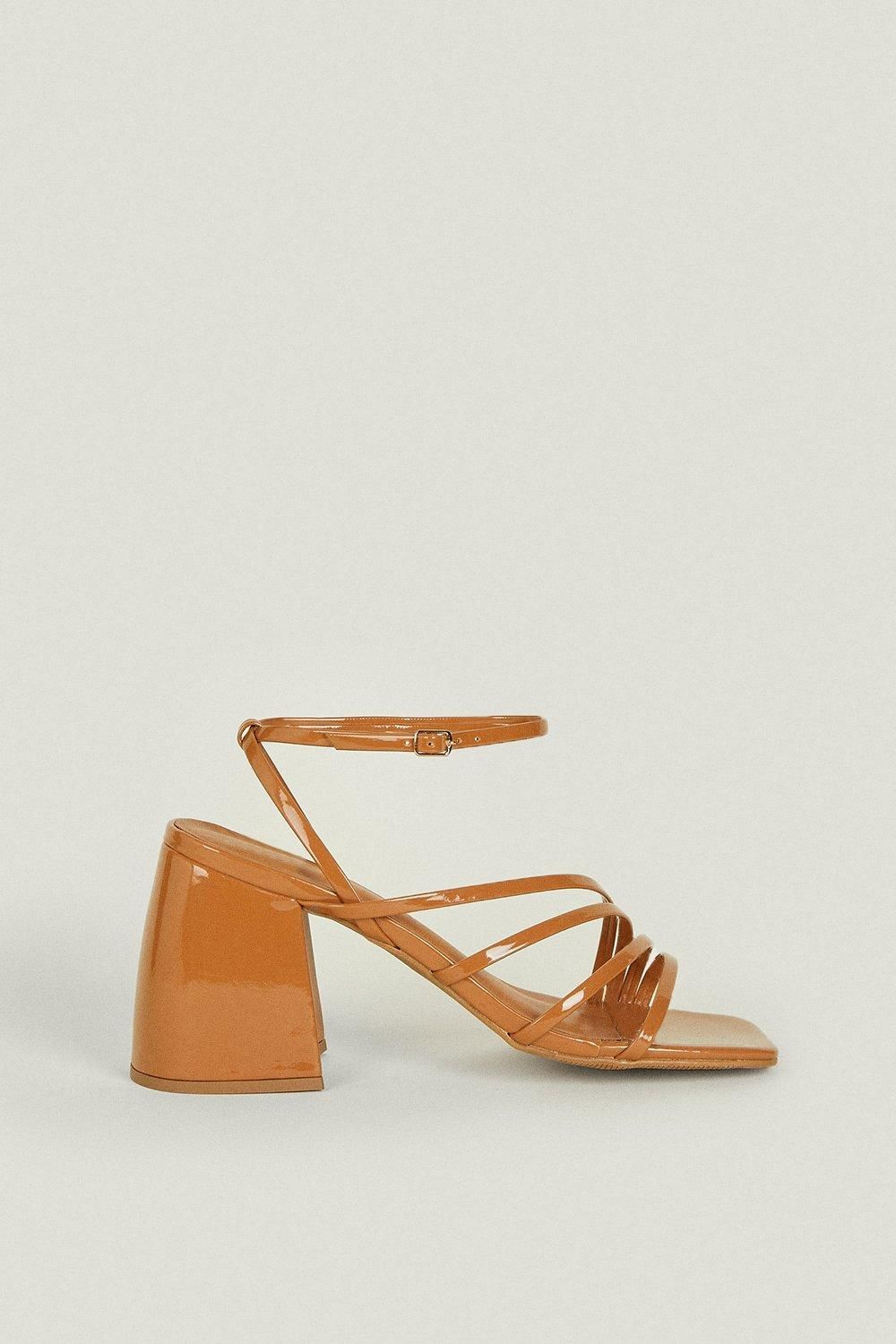 Oasis Flared Block Heeled Sandals Tan