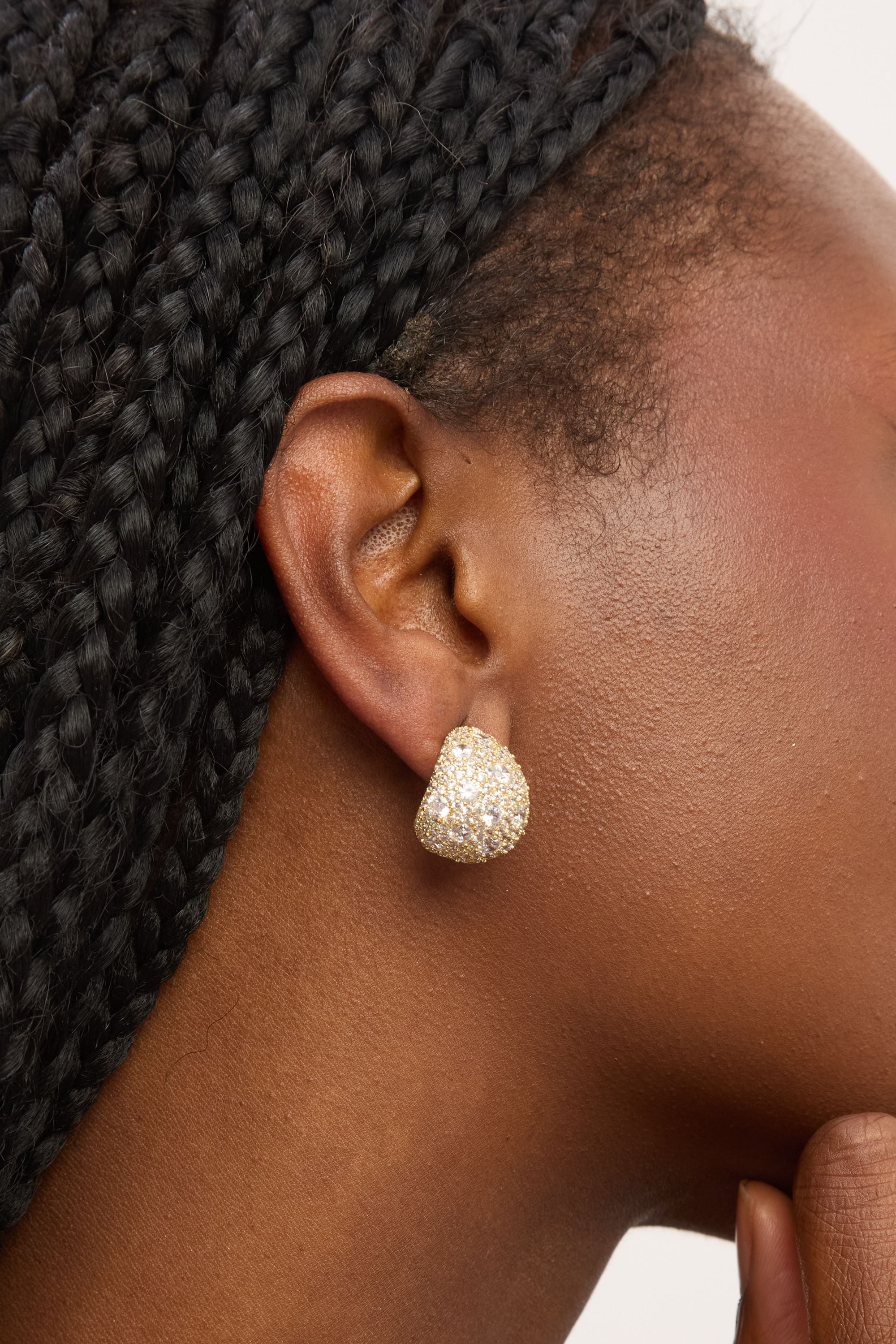 Jon Richard Gold Plated Crystal Large Dome Earrings image 2