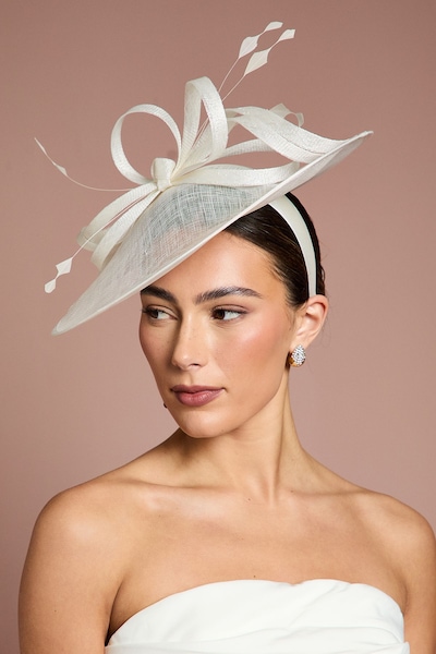 Coast Loop Detail Wide Brim Fascinator Ivory