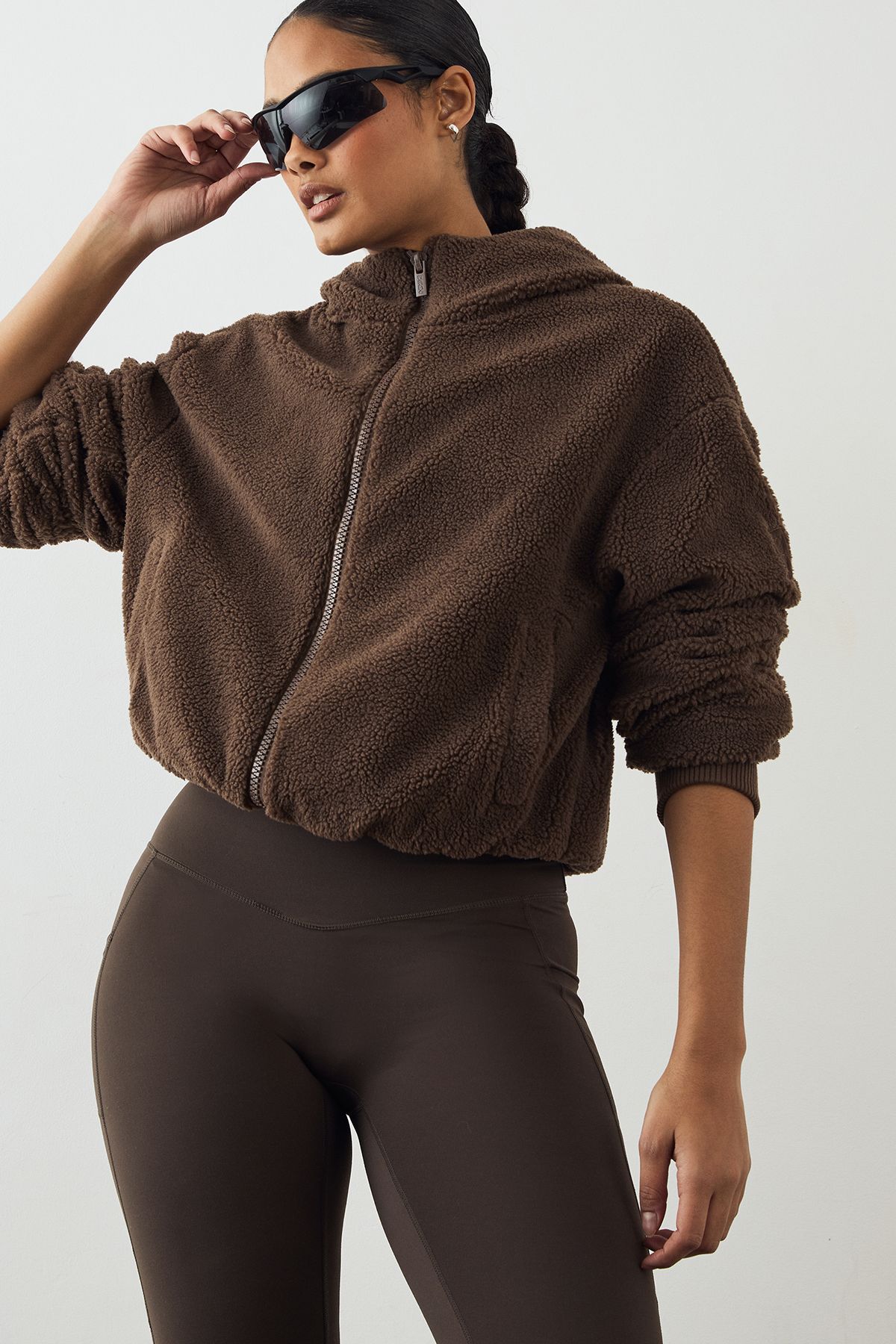 DSGN Studio DSGN Studio Borg Zip Through  Jacket Espresso image 3