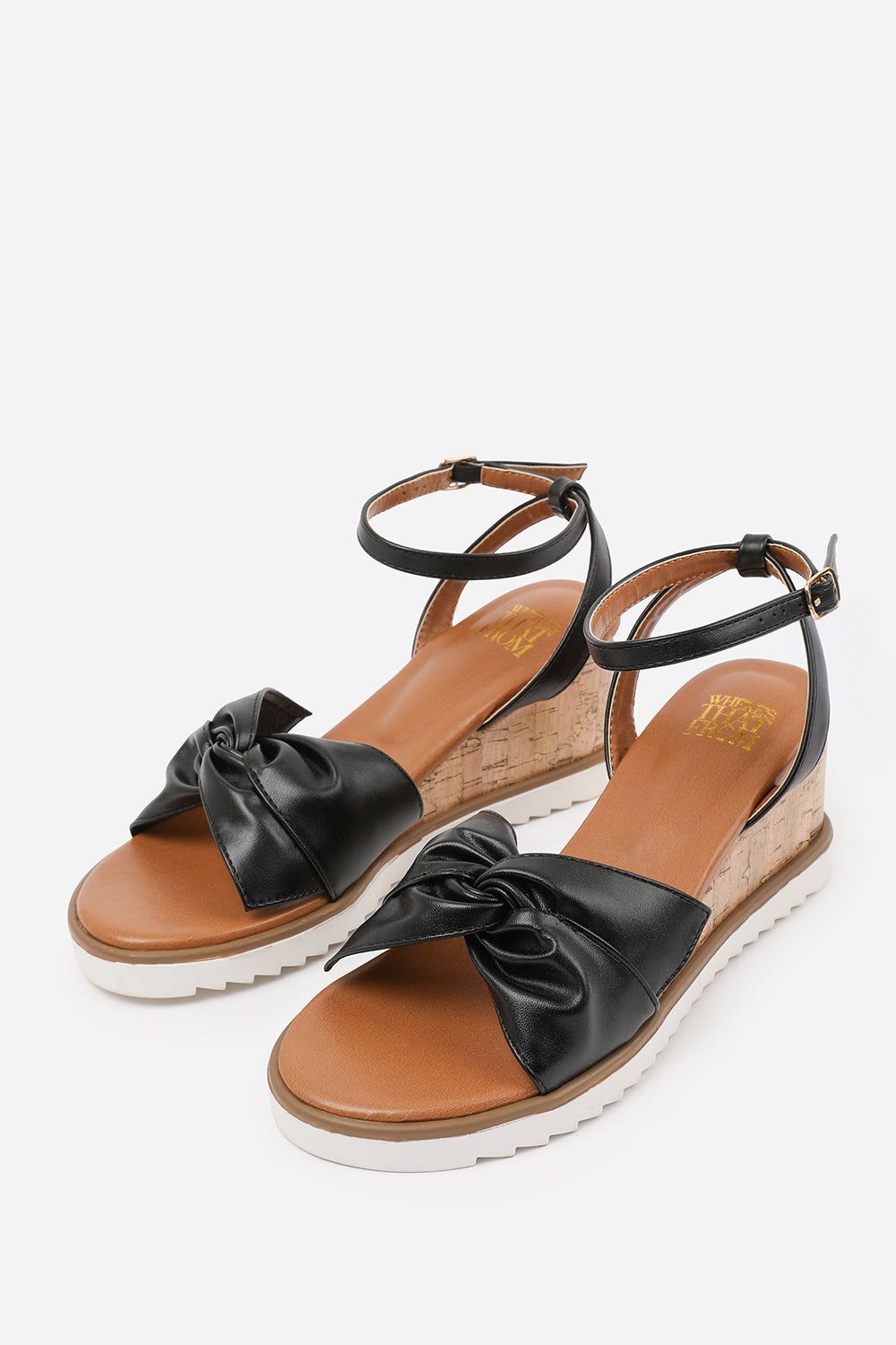 Where's That From 'Qween' Knot Detail Wedge Shoes With Buckle Ankle Strap image 3