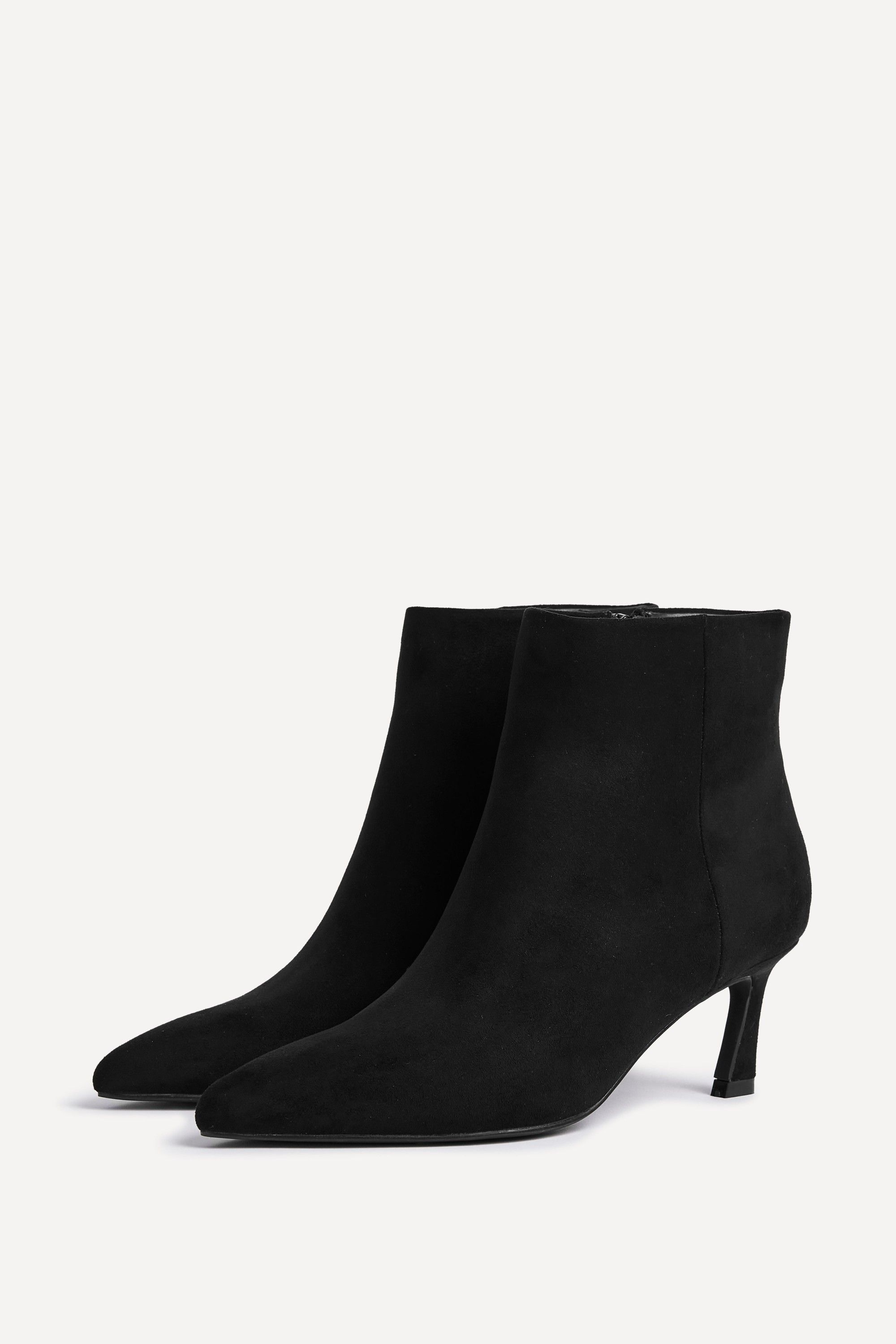 Linzi Secured Black Faux Suede Pointed Toe Stiletto Ankle Boot image 4