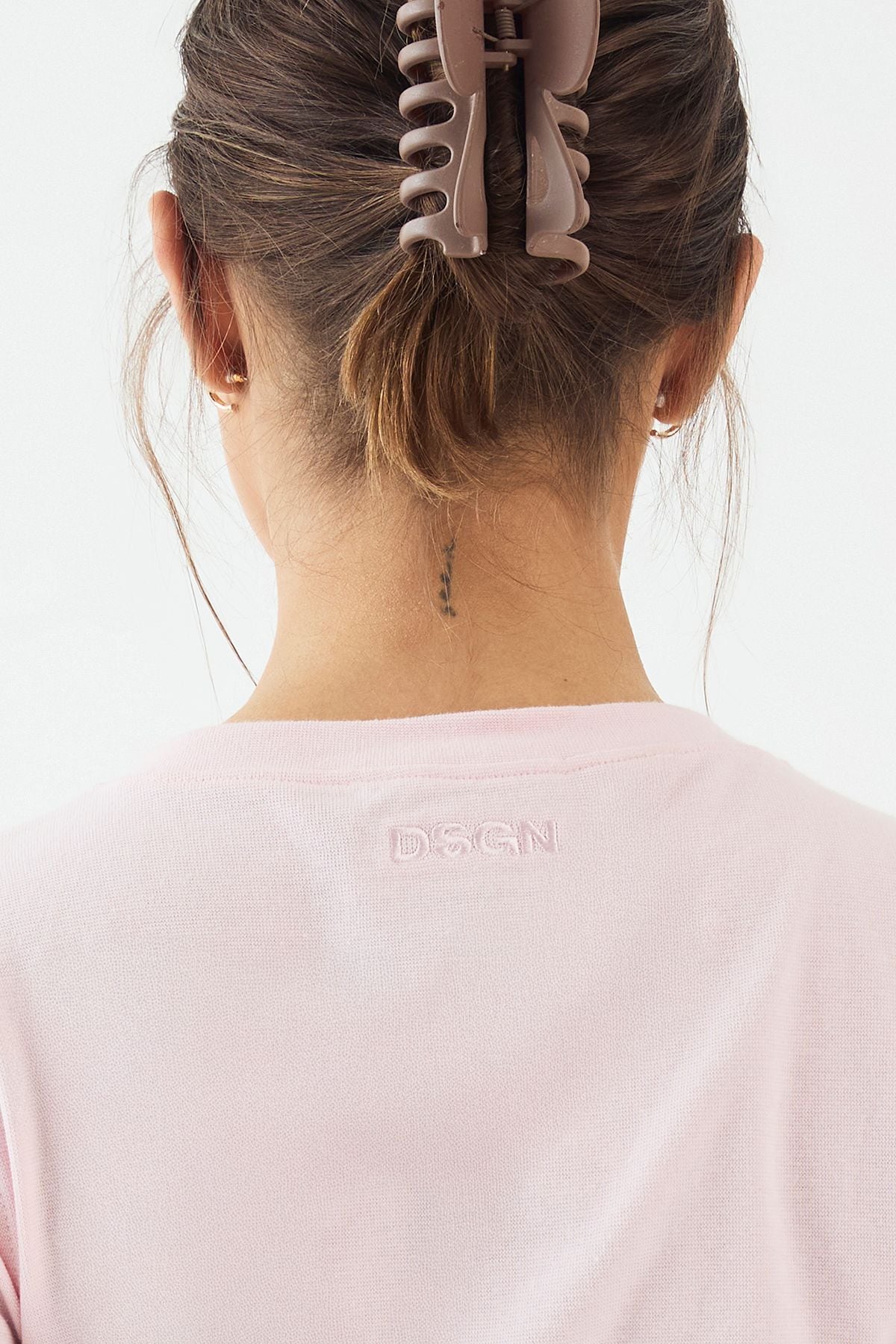 DSGN Studio DSGN Studio Crew Neck Button Through Long Sleeve Top Light Pink image 4