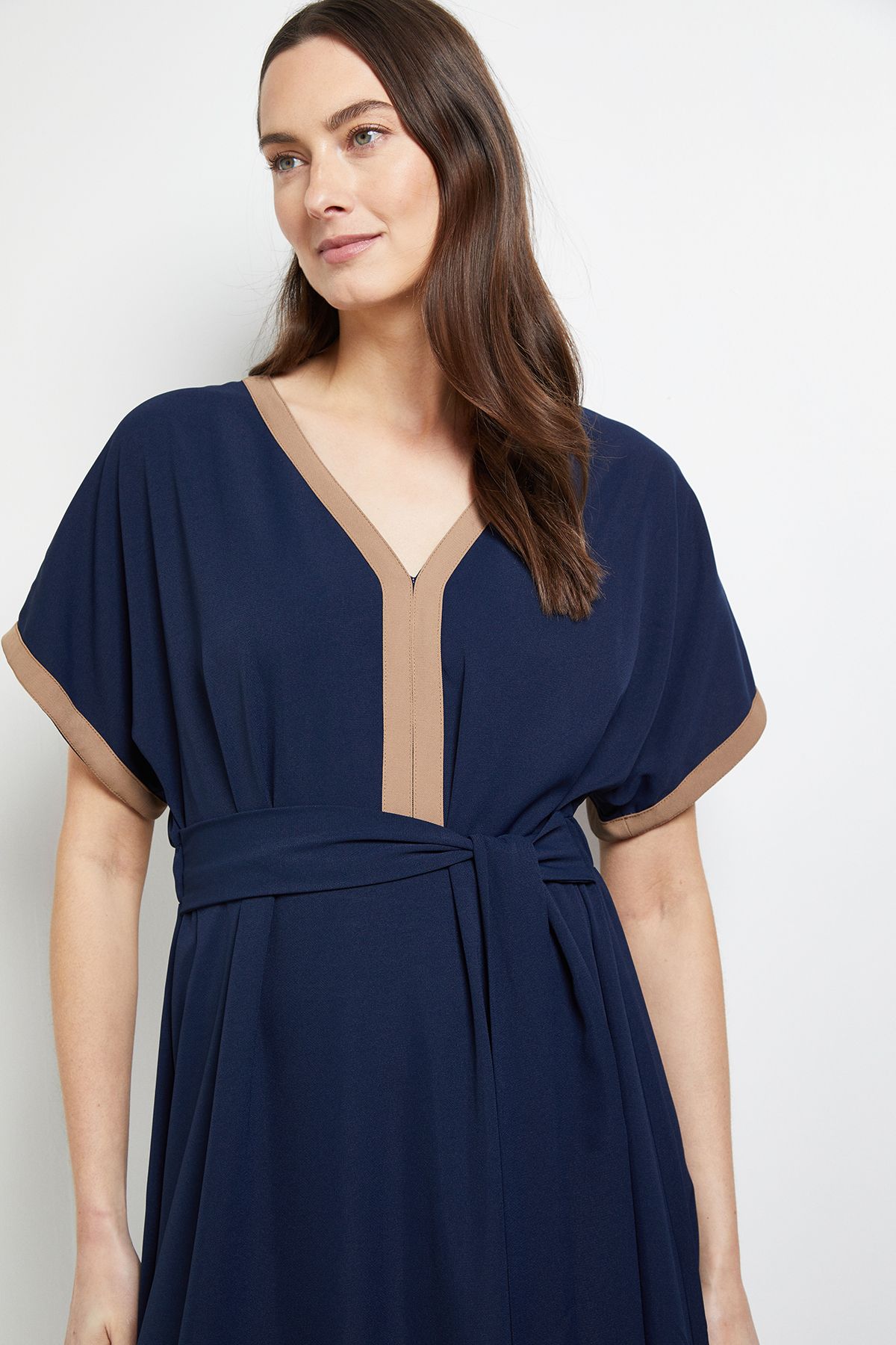 Principles Tipped Notch Neck Kimono Sleeve Dress Navy image 4