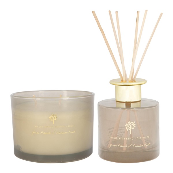 Nicola Spring Pomelo & Passion Fruit Candle & Diffuser Set - 350g Jar + 200ml Diff
