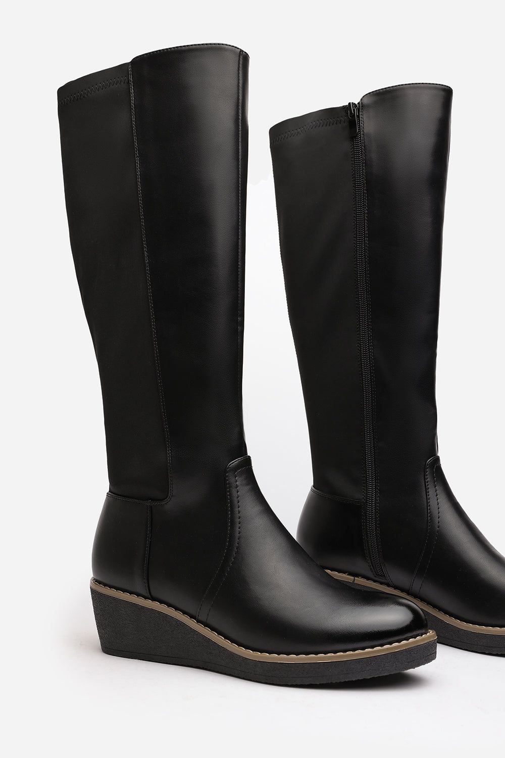 Where's That From 'Livia' Knee High Wedge Boot With Stitch Detail image 3