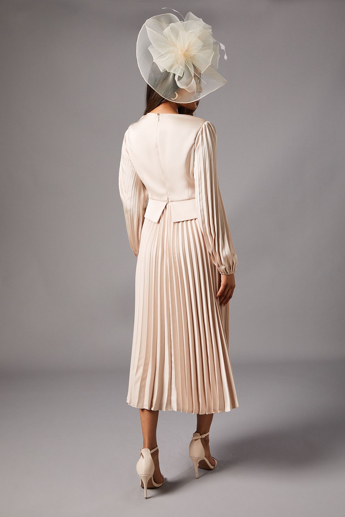 Coast Petite Pleat Skirt Midi Dress Champagne image 4