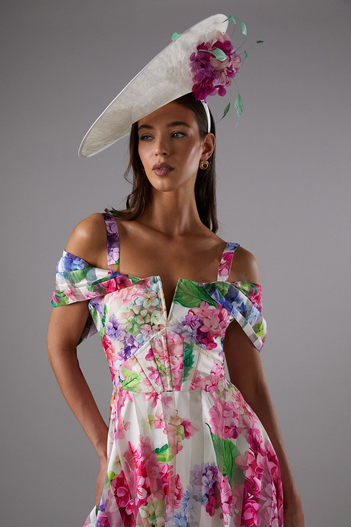 Coast Lisa Tan Side Facing Flower And Feather Fascinator Ivory image 2