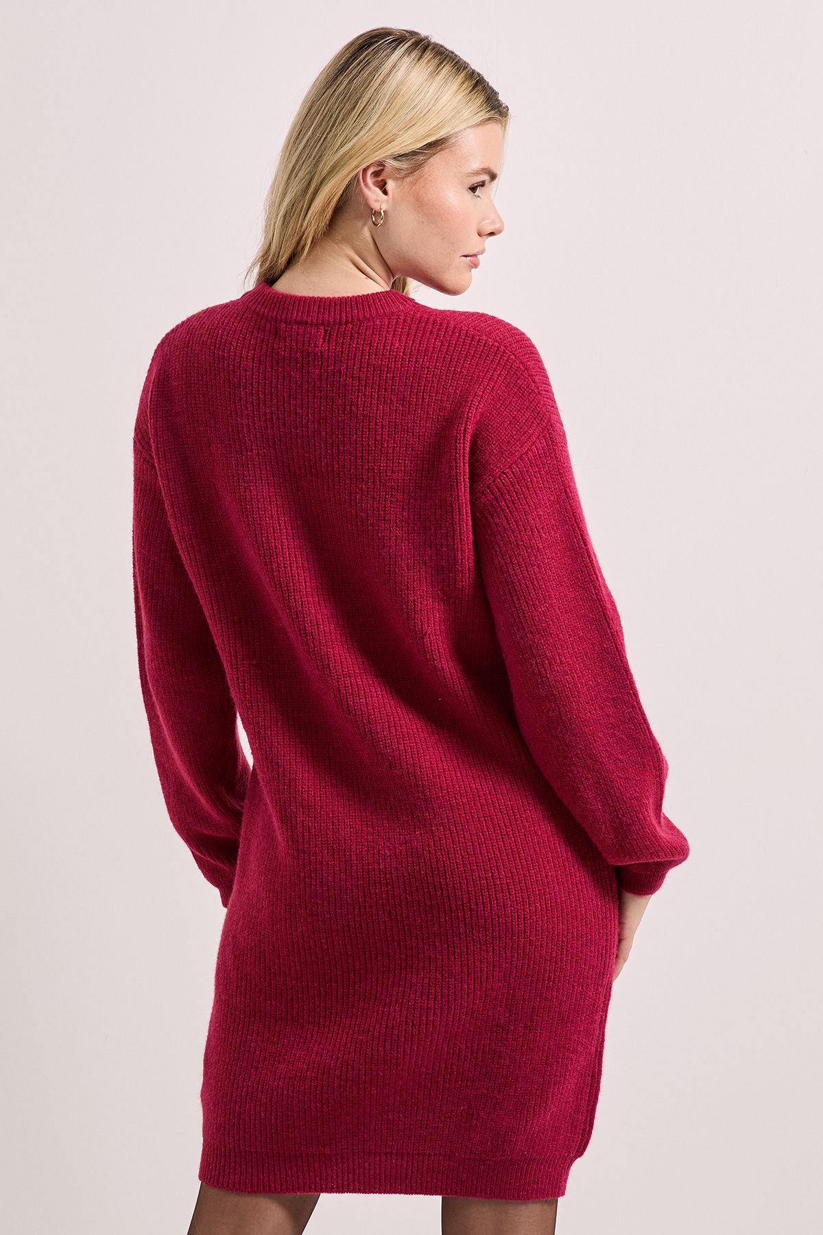 Dorothy Perkins Cranberry Button Down Knitted Dress Cranberry image 3