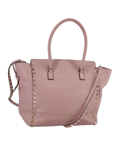 Valentino Preloved Garavani Studded Tote Wo - Pink Handbags
