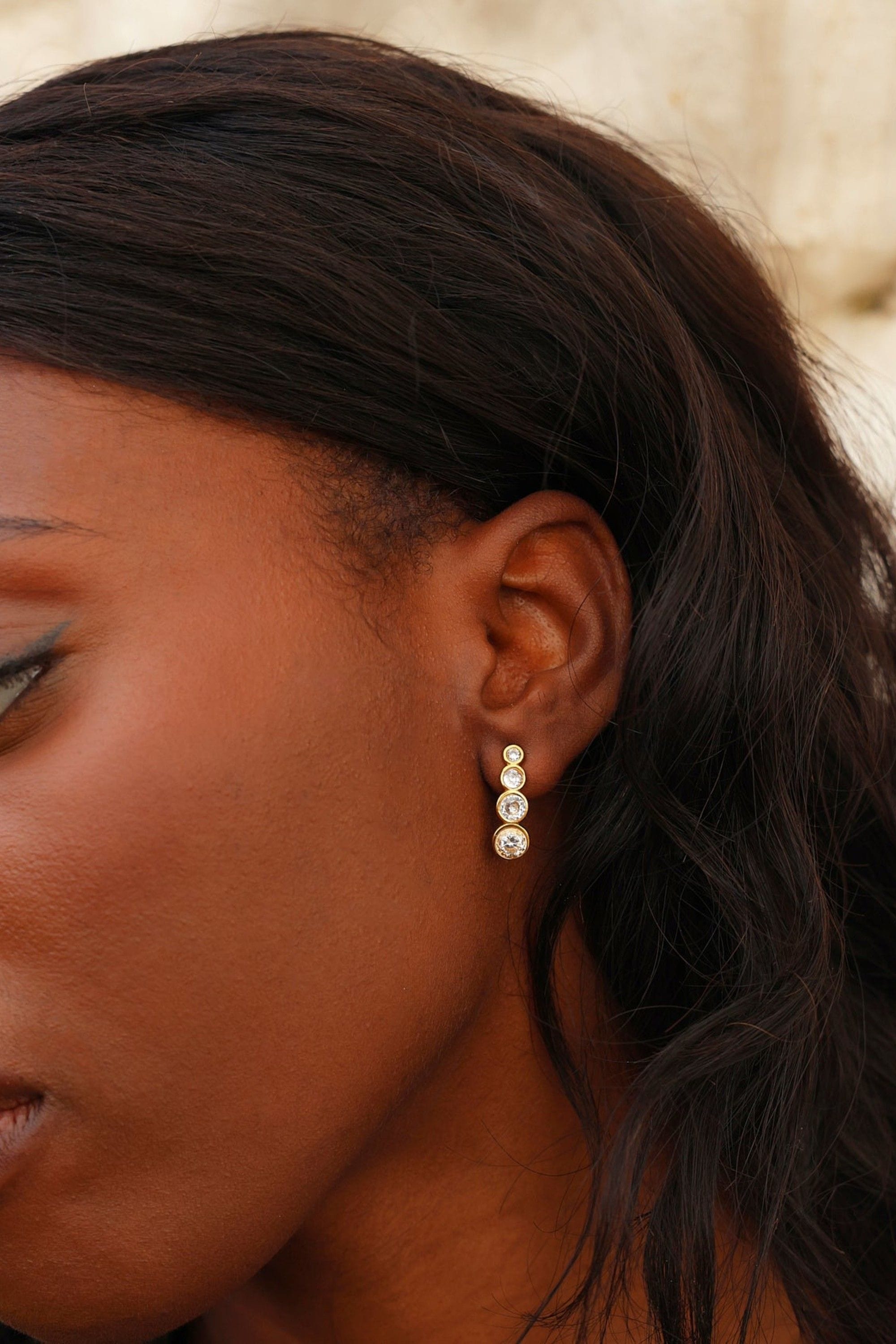 Linzi Dazzle Gold Crystal Four Stone Drop Earrings image 6