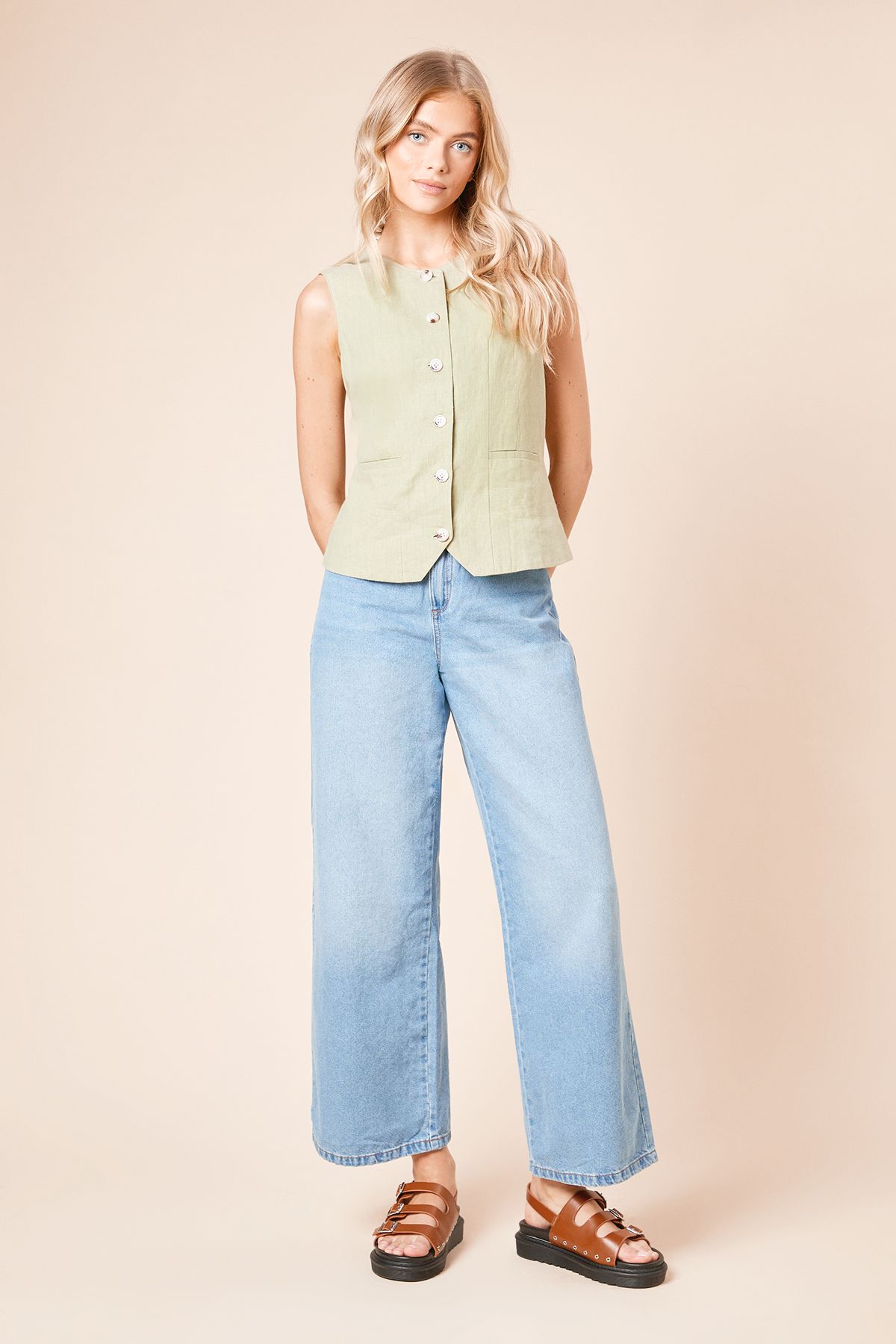 Dorothy Perkins Tailored Horn Button Jacket Sage image 3