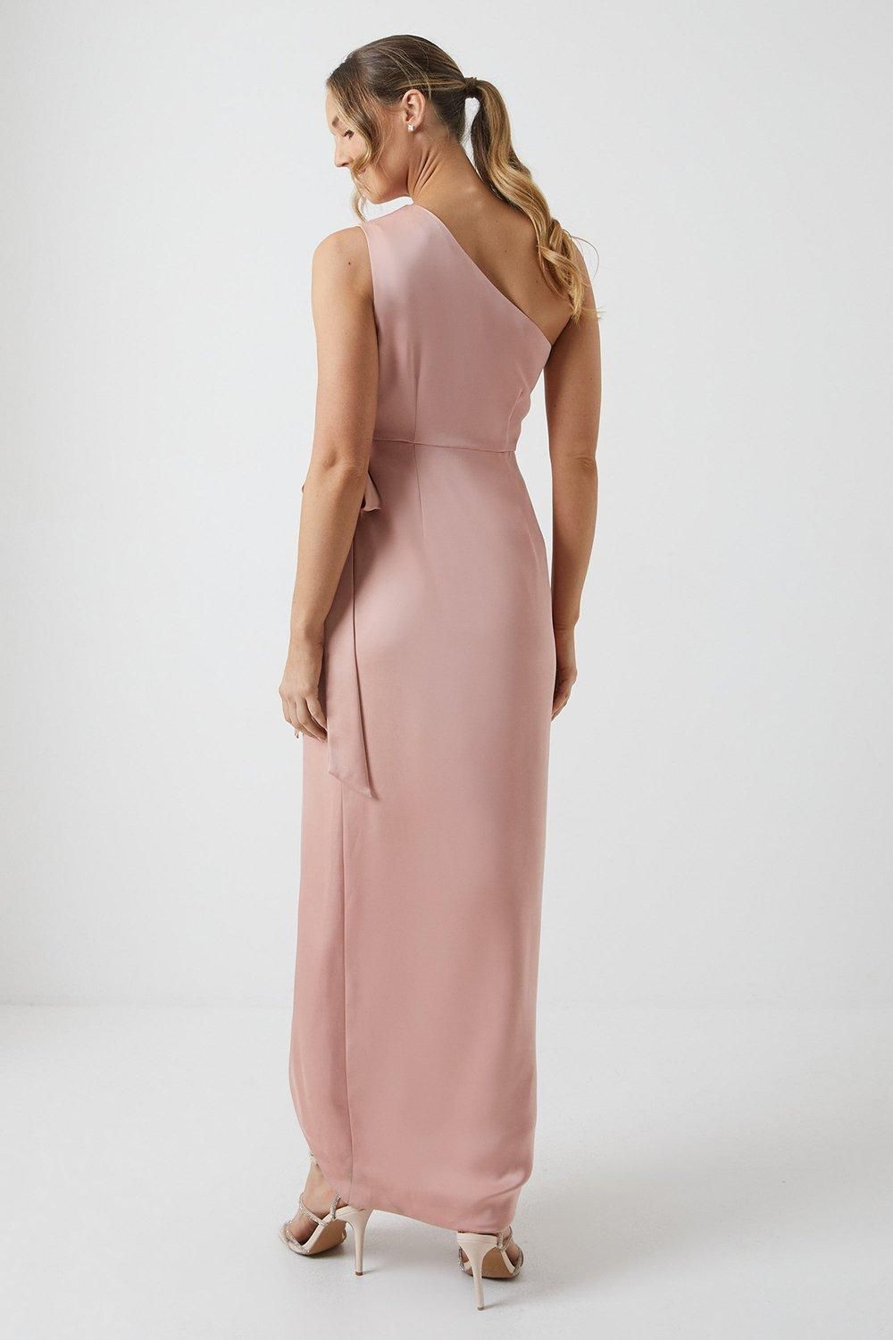 Coast One Shoulder Wrap Satin Bridesmaid Dress Antique Rose image 3