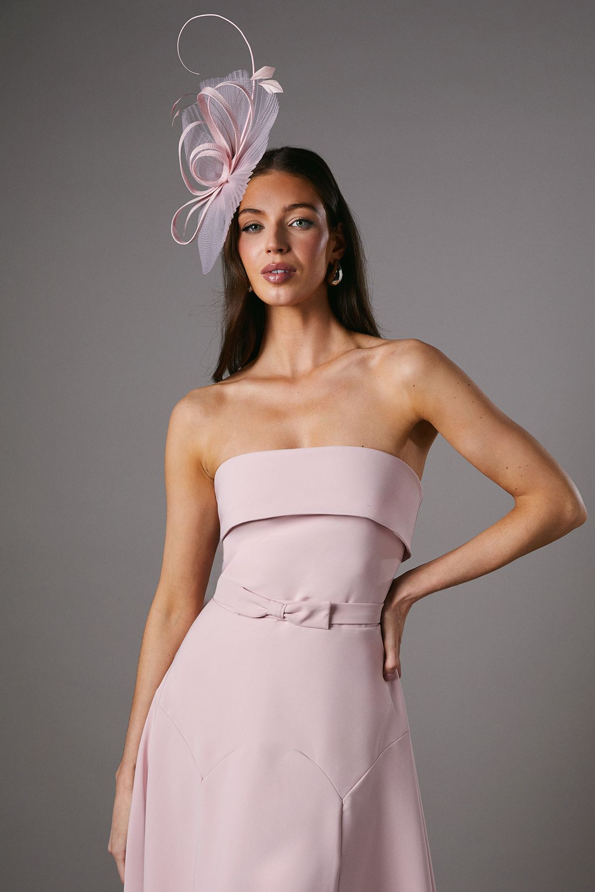 Coast Bandeau bow Waist Midi Dress Light Pink image 2