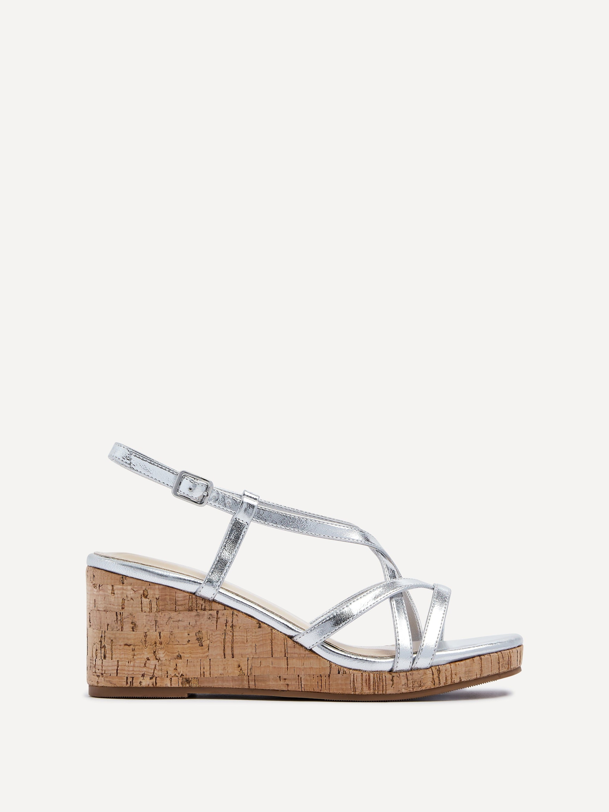 Linzi Safiya Silver Faux Leather Strappy Wedge Sandal image 1