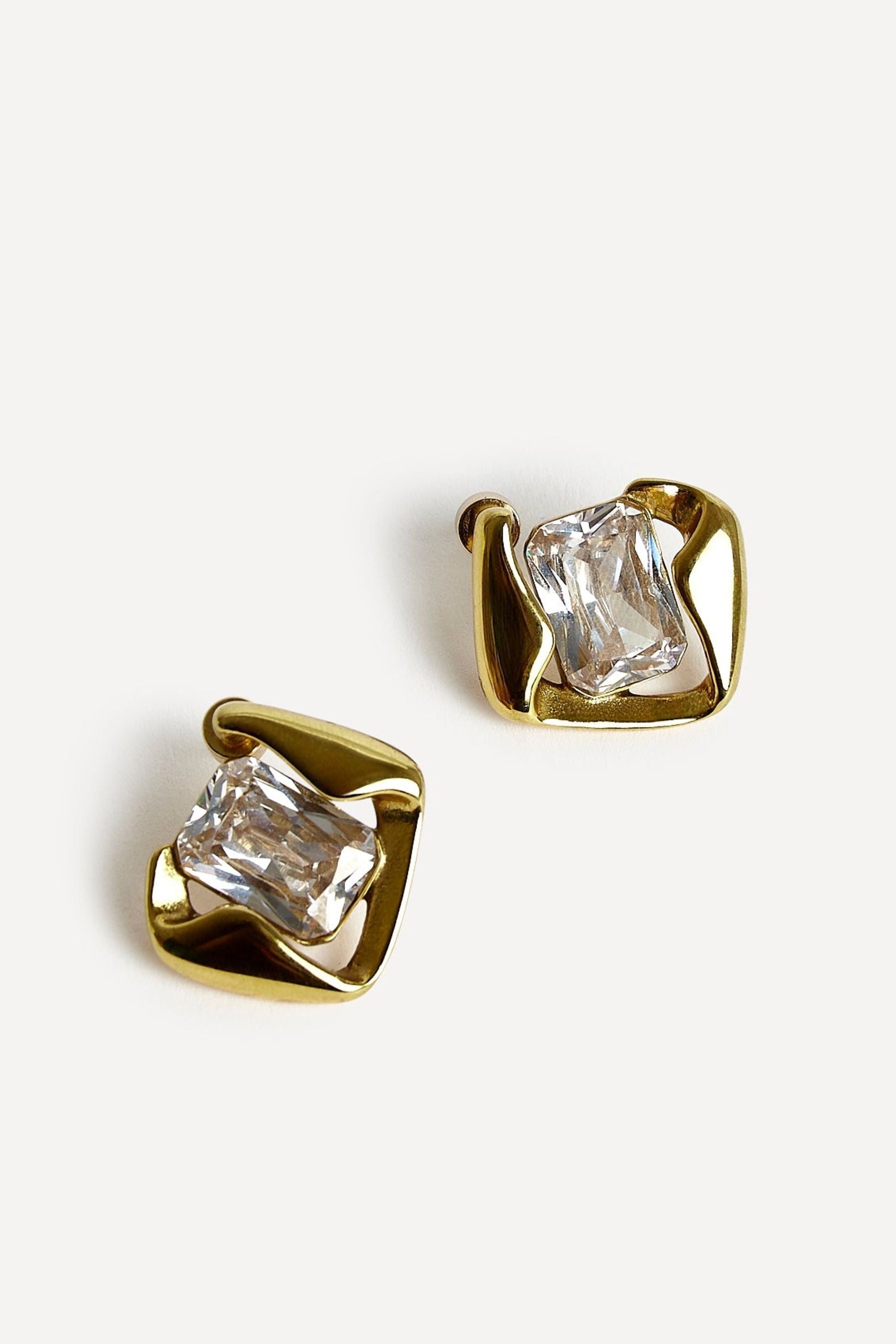 Linzi Ice Gold Crystal Square Stud Earrings image 5