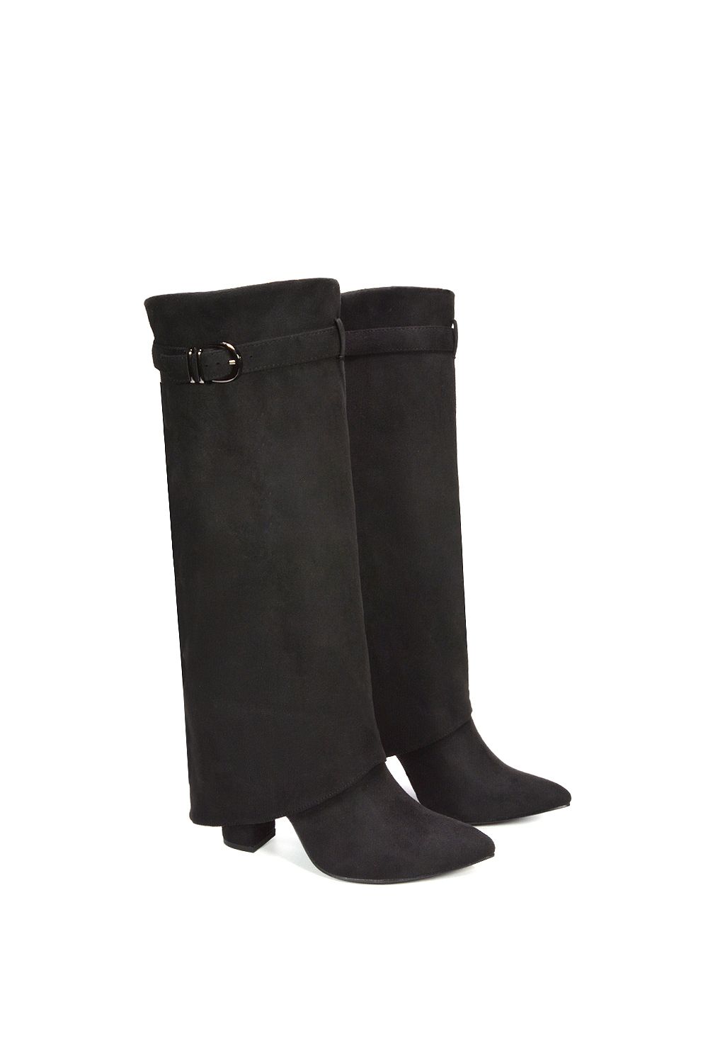 XY London 'Aaliyah' Fold Over Zip Up Heeled Knee High Boots image 6