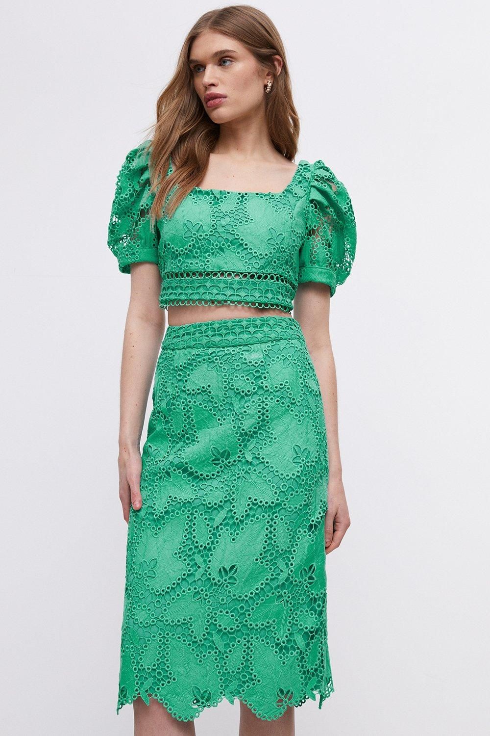 Coast Lace Pencil Skirt Green image 3