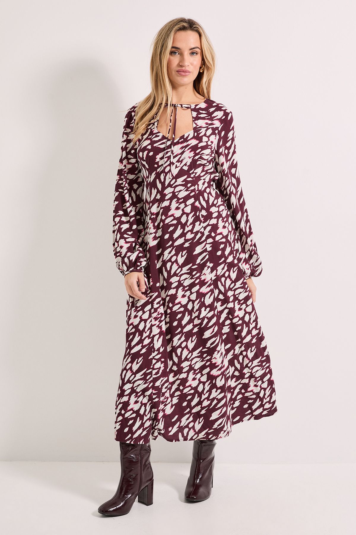 Dorothy Perkins Animal Keyhole Tie Detail Midi Dress Animal image 1