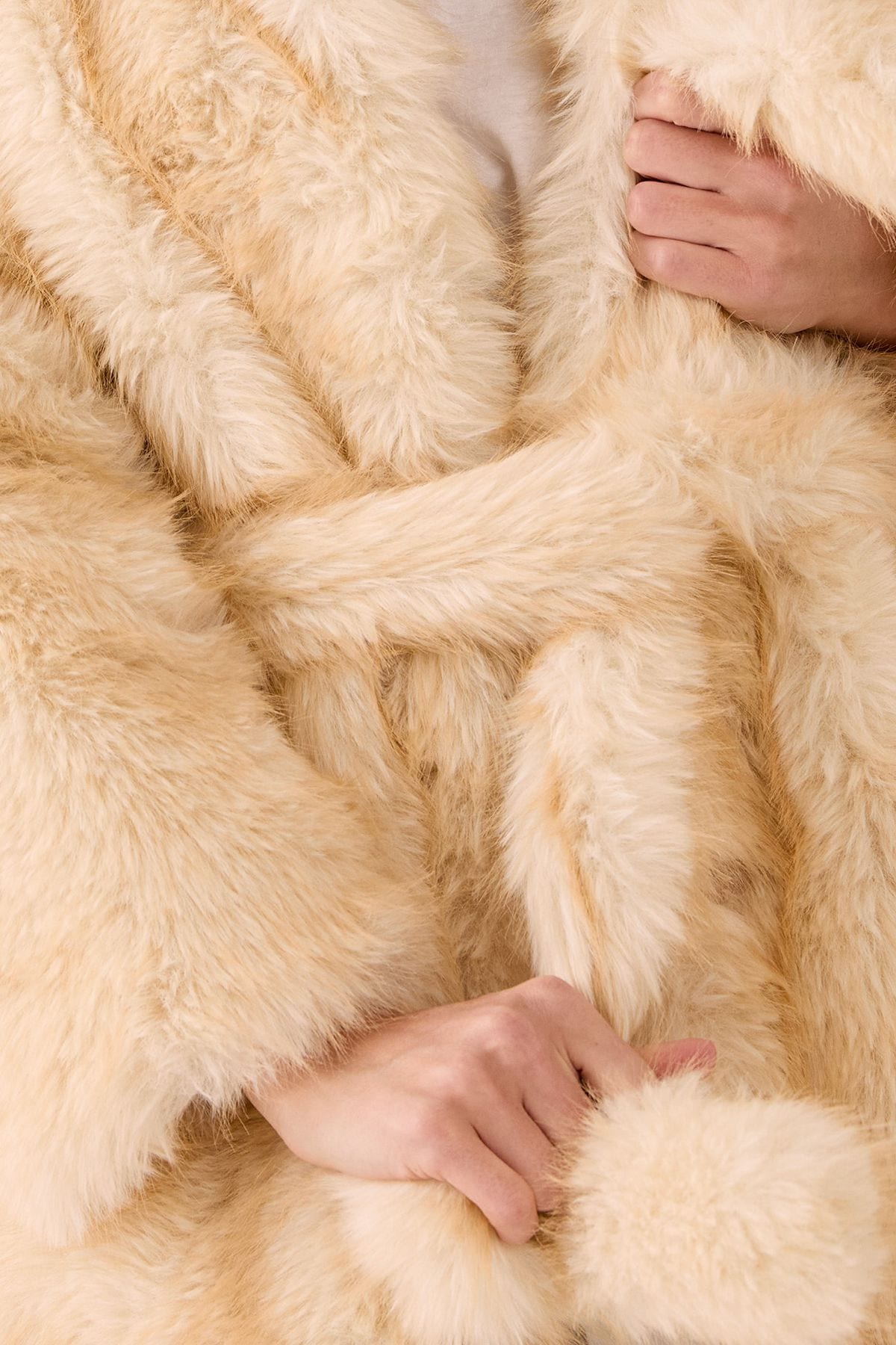 NastyGal Belted Tipped Faux Fur Coat Lemon image 5