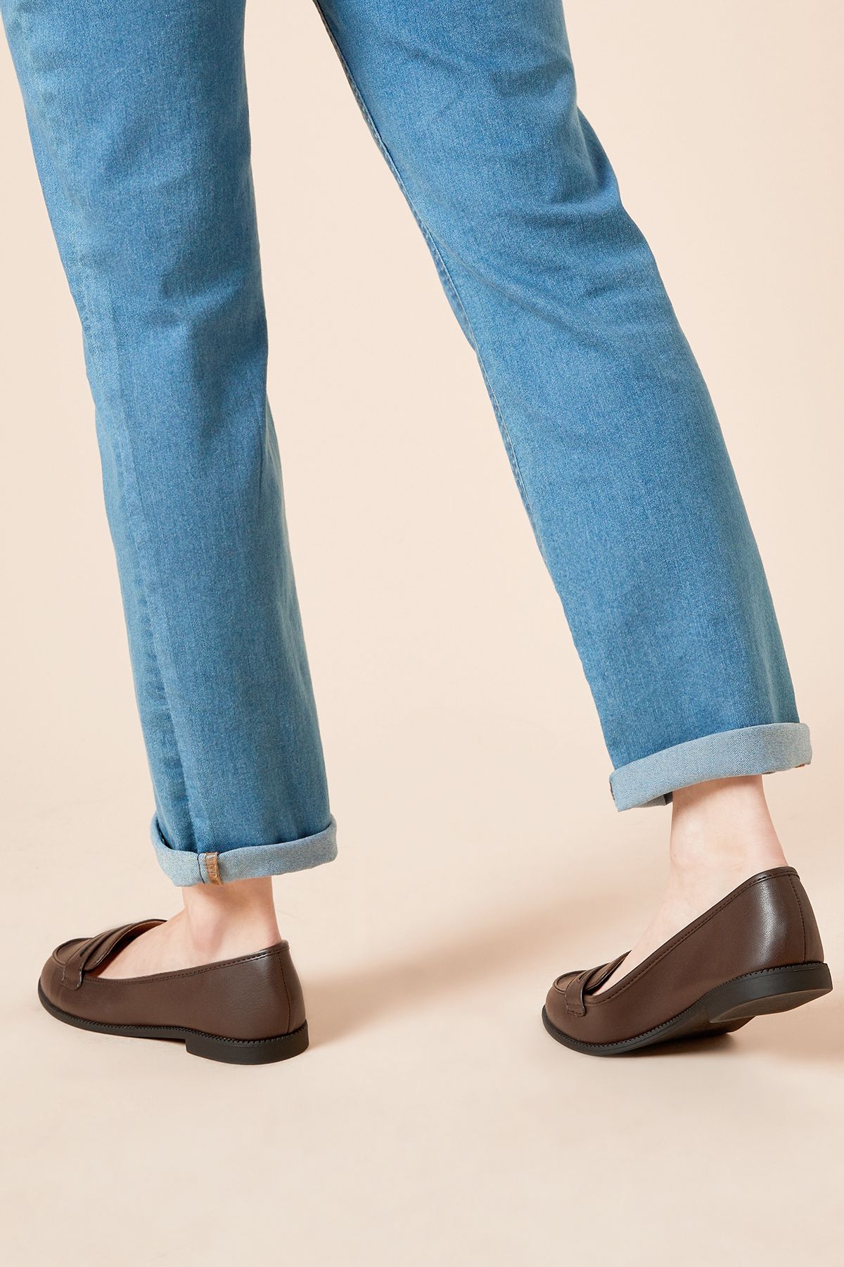 Dorothy Perkins Wide Fit Lara Penny Loafers Chocolate image 3