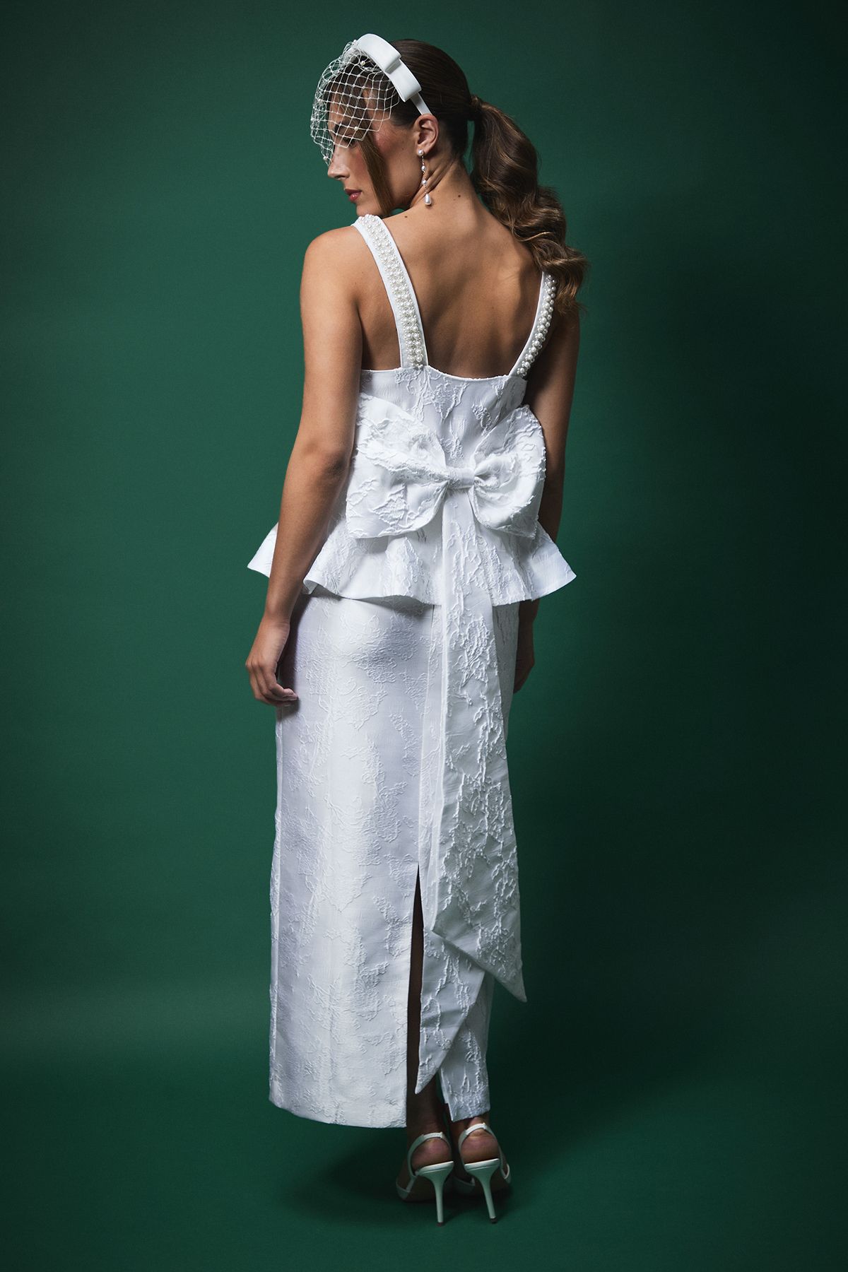 Coast Lisa Tan Jaquard Pencil Skirt White image 3