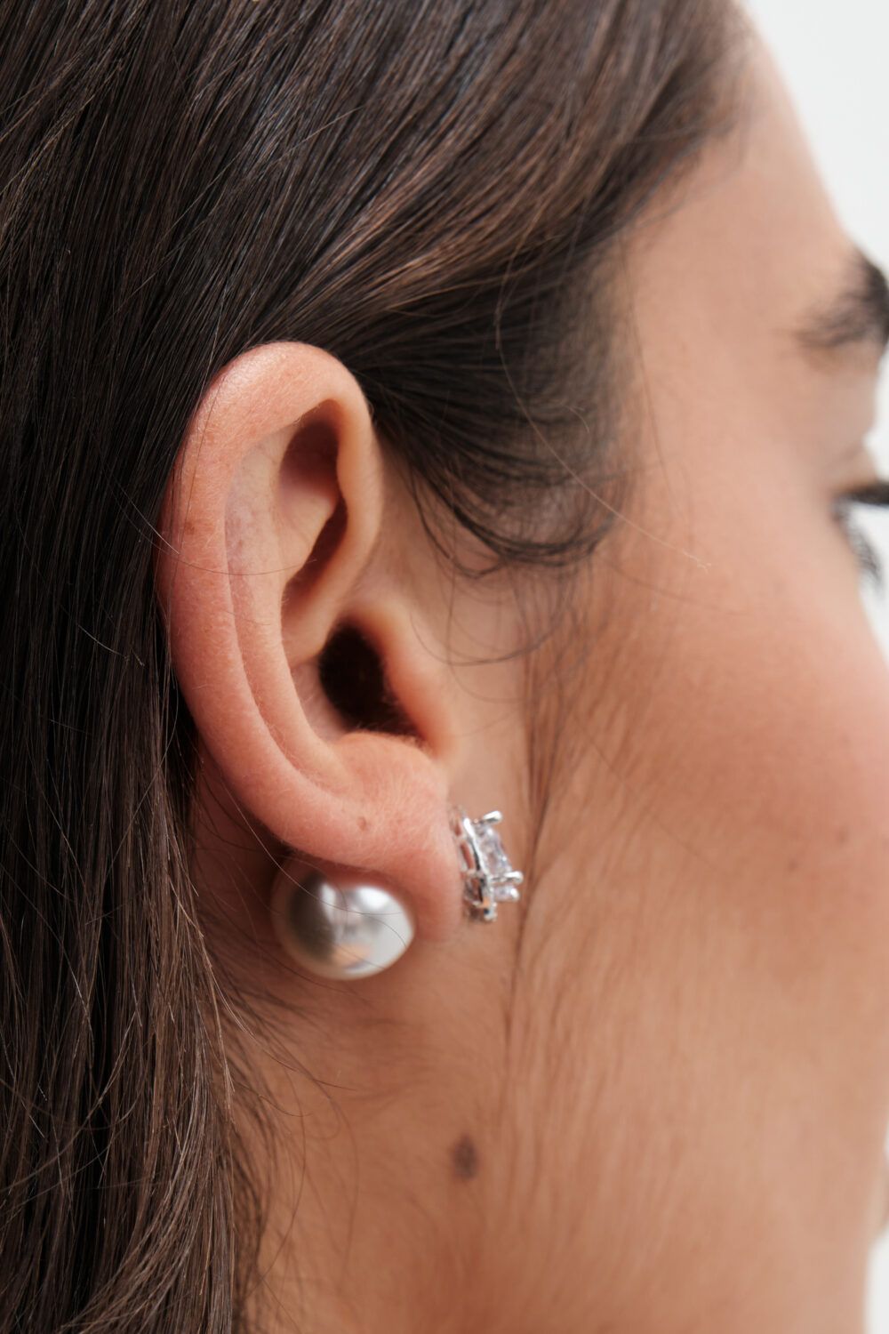 Jon Richard Rhodium Plated Pearl And Cubic Zirconia Front And Back Earrings image 3