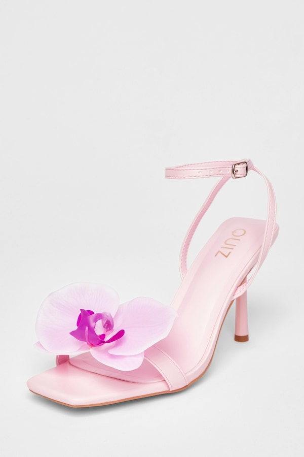 Quiz Pale Pink Flower Detail Stiletto Heels