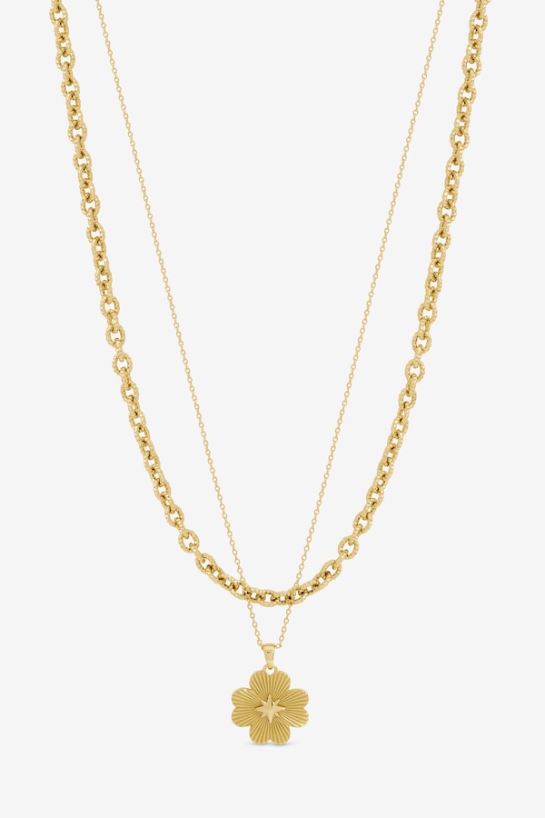 Inicio Gold Plated Diamond Cut Clover Double row Pendant - Gift Pouch