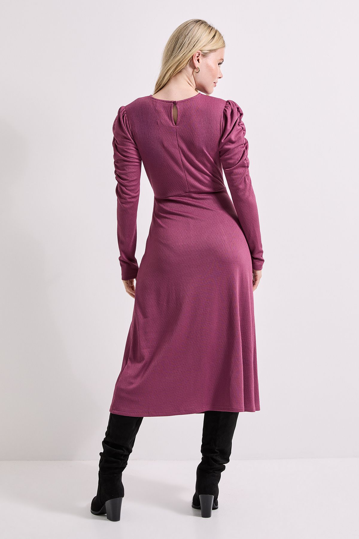 Dorothy Perkins Keyhole Long Sleeve Jersey Midi Dress Berry image 3