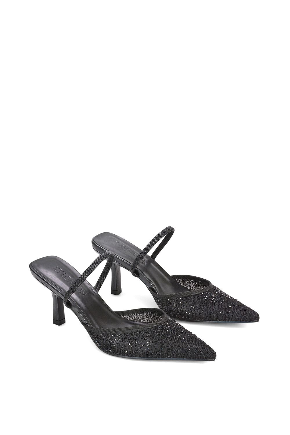 XY London 'Chase' Stiletto Heel Court Shoes With Mesh and  Rhinestones image 5