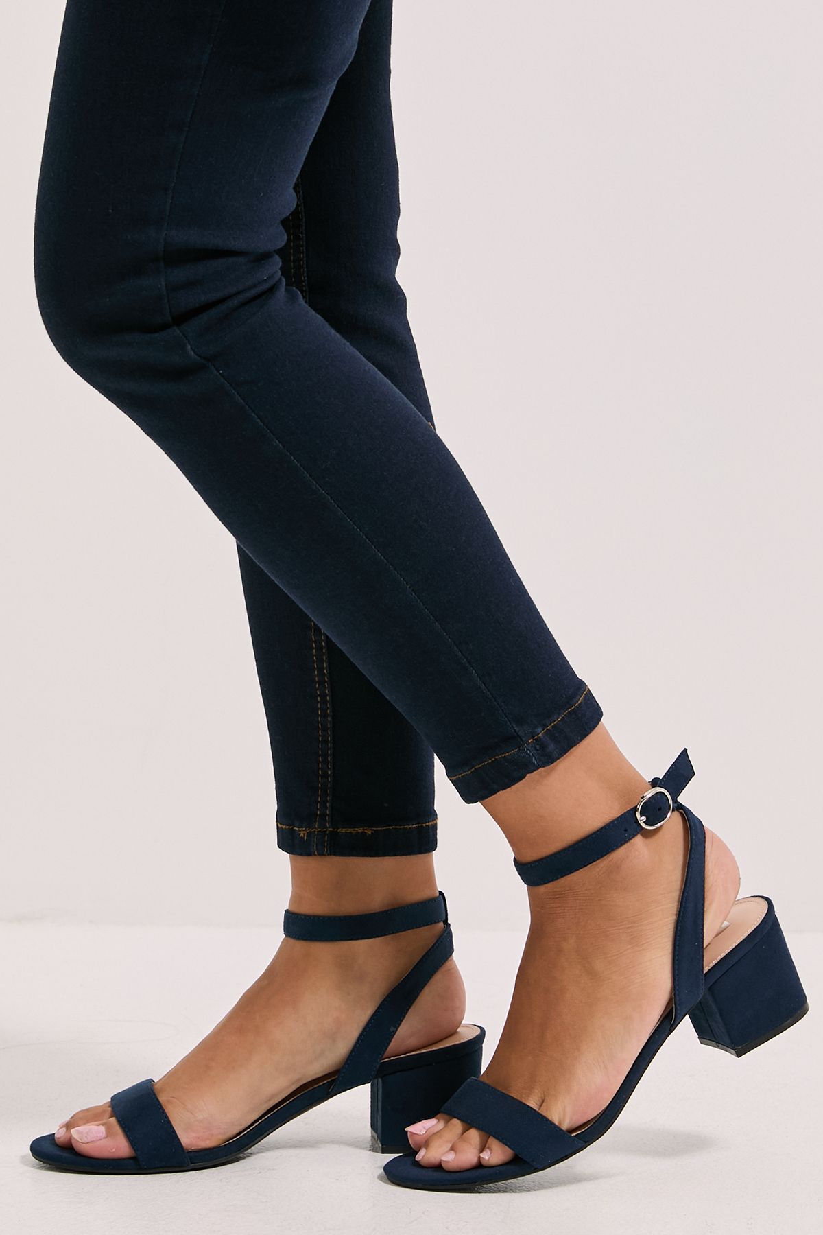 Dorothy Perkins Tommi Barely There Mid Block Heel Sandals Navy image 4