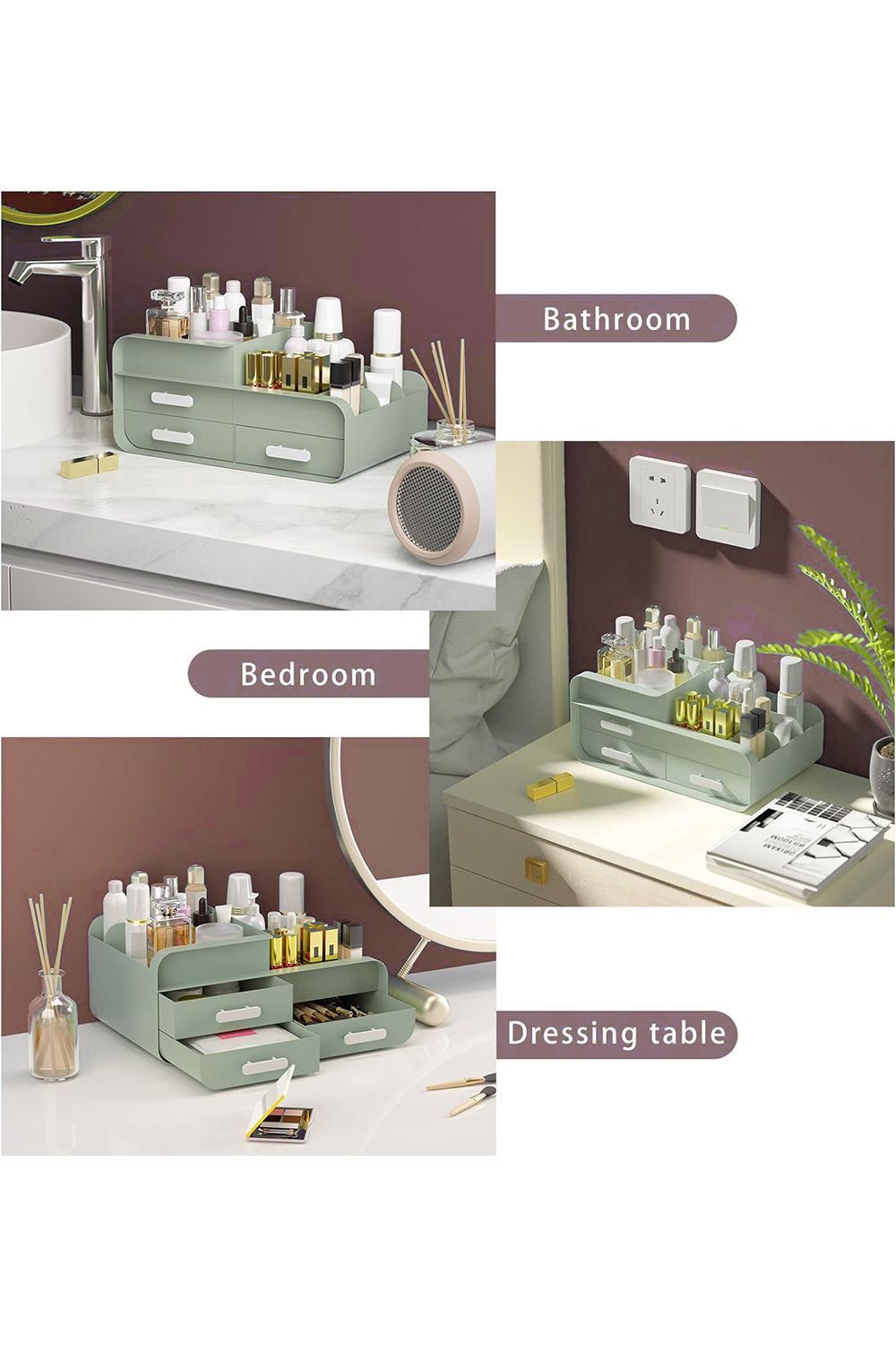 Living and Home Makeup Desk Organizer With Drawers,Countertop Organizer for Home Dormitory Office image 3