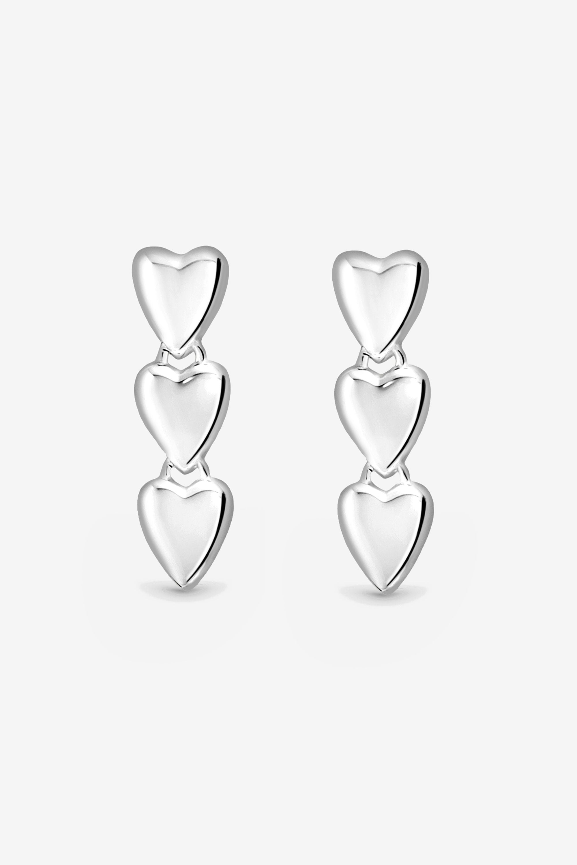 Simply Silver Sterling Silver 925 Polished Triple Heart Drop Earrings image 1