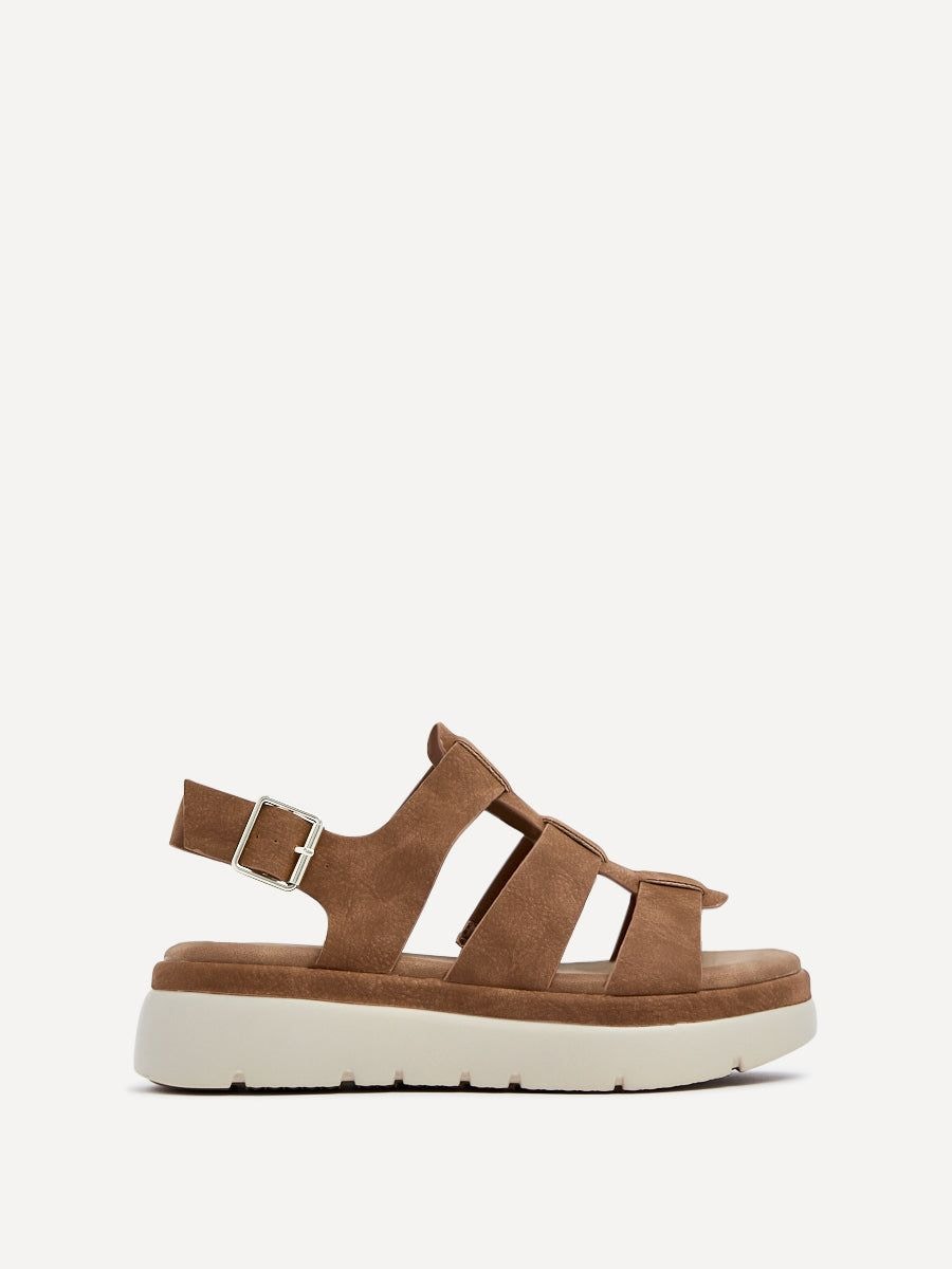 Linzi Boston Tan Faux Nubuck Fisherman Flatform Sandals image 1