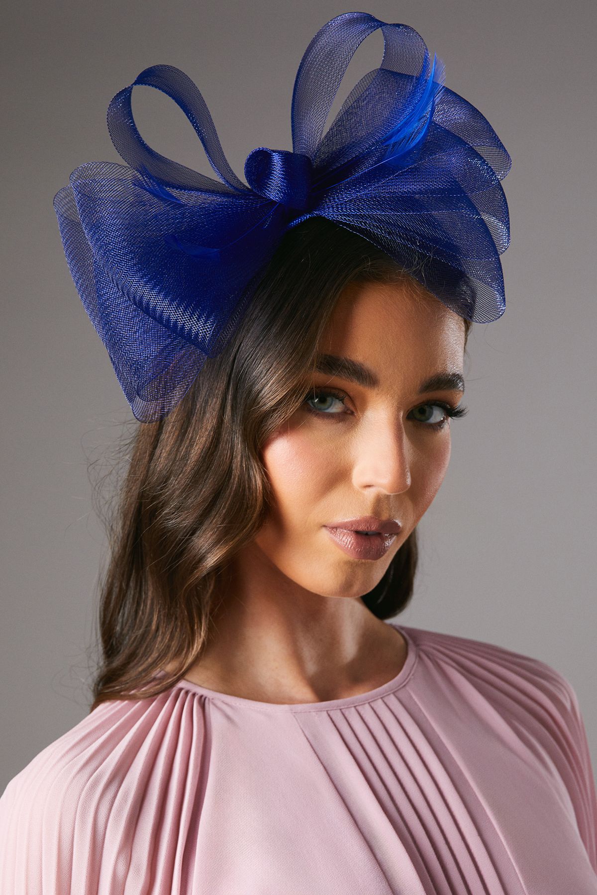Coast Bow Mesh Fascinator With Feathers Cobalt image 1