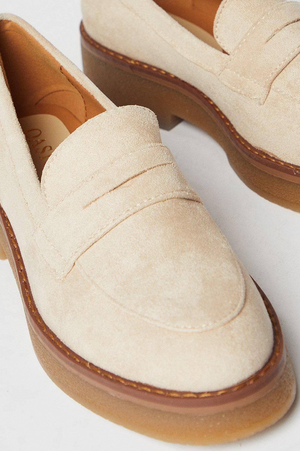 Oasis Buttercup Faux Suede Chunky Penny Loafers Beige image 4