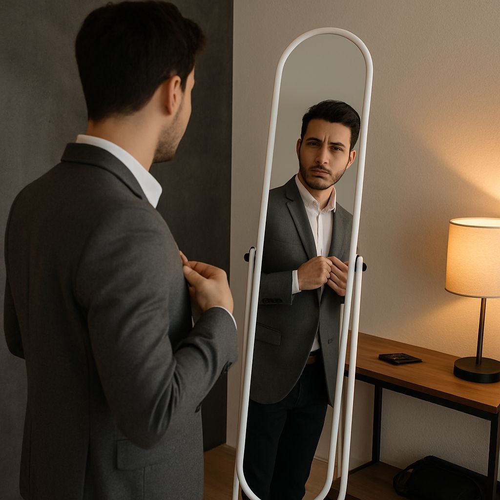 Harbour Housewares Round Full-Length Mirror 153x30cm White Metal Frame image 7