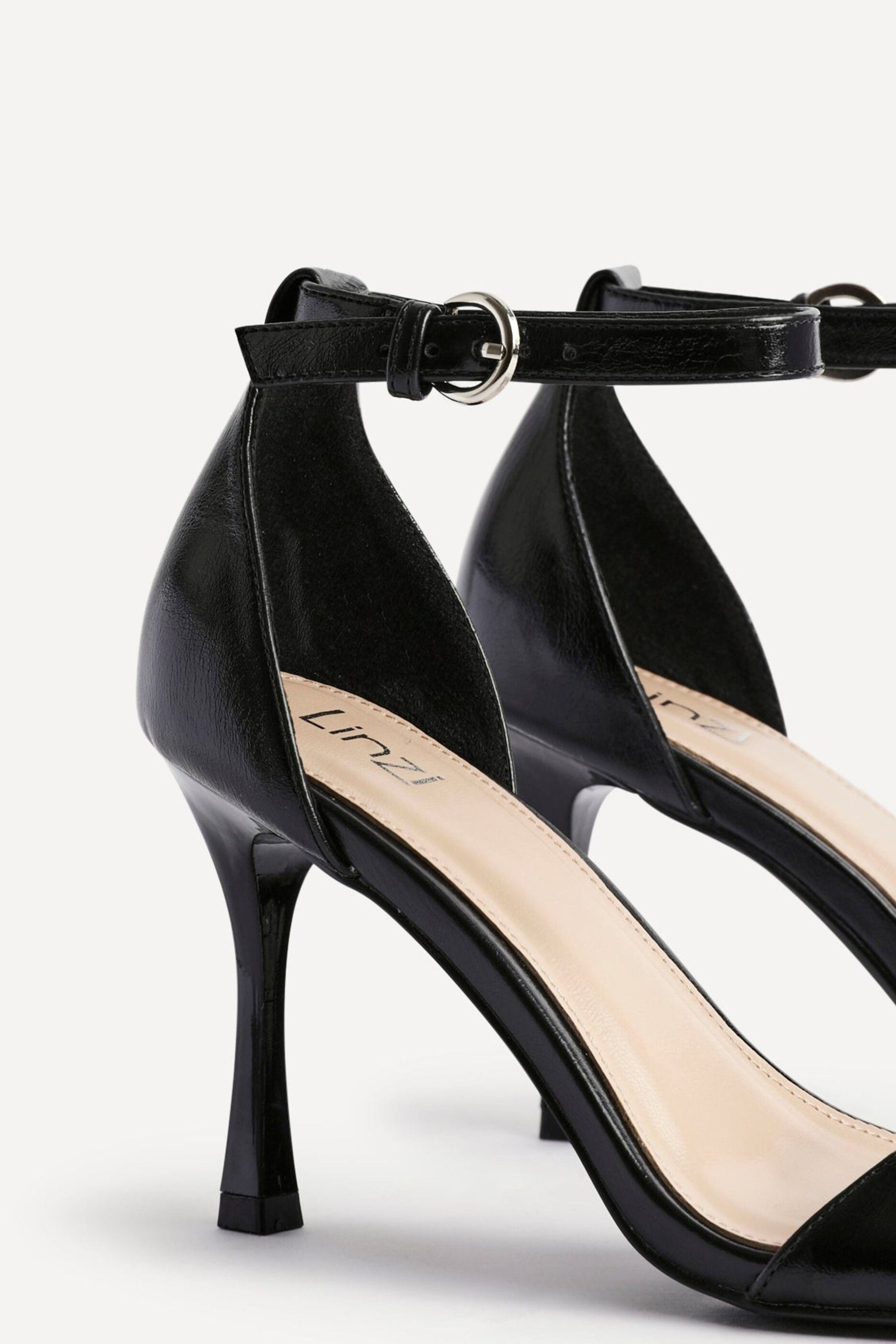 Linzi Prestige Black Faux Leather Stiletto Heeled Sandals image 4