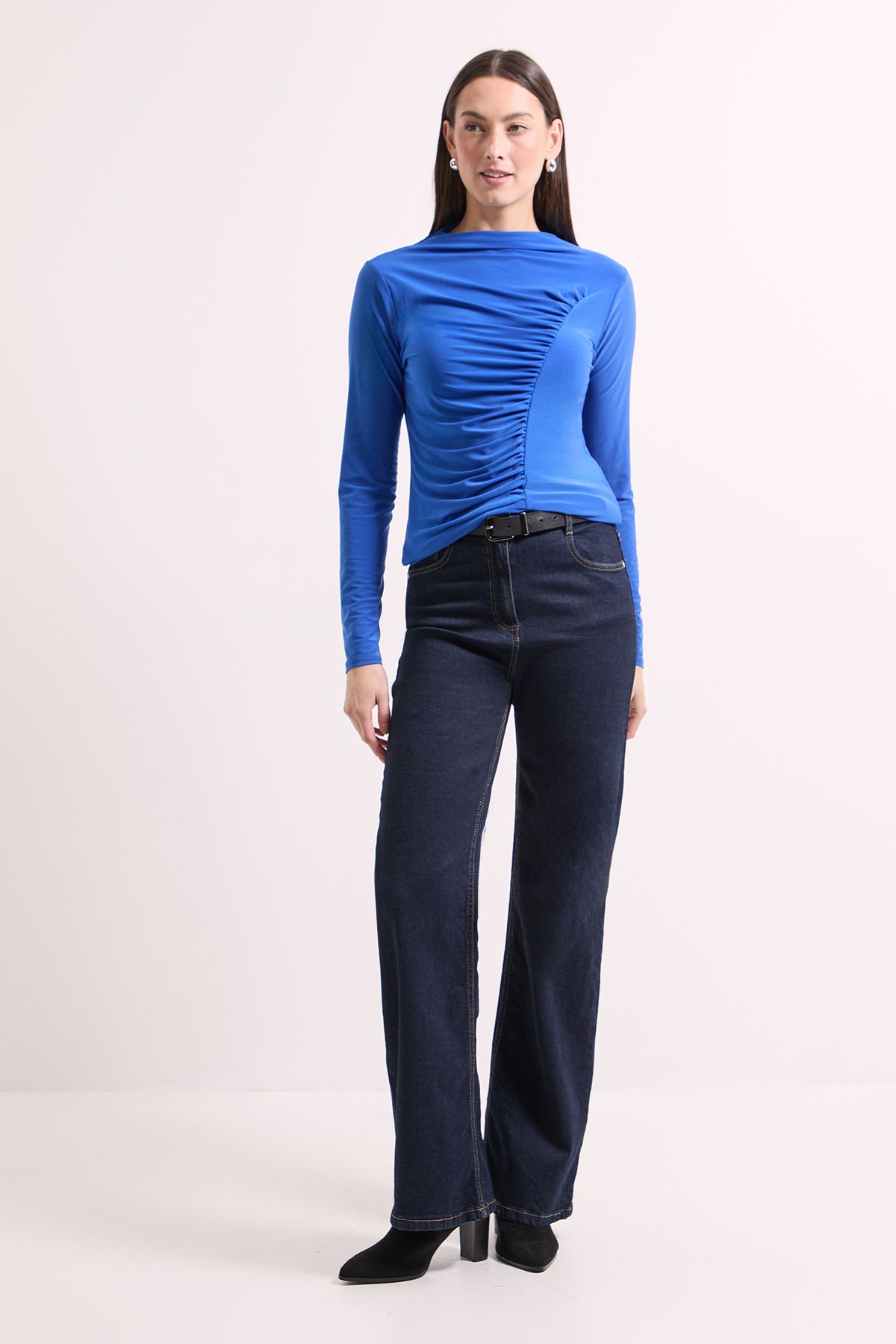 Principles Curved Seam Ruched Top Cobalt image 2